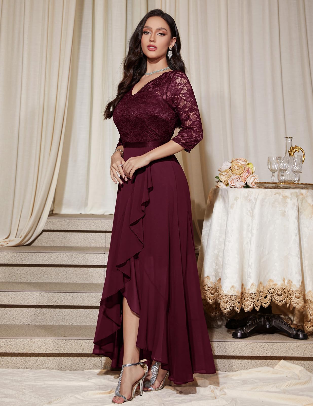 Robe Longue de Soirée Bordeaux-3 H