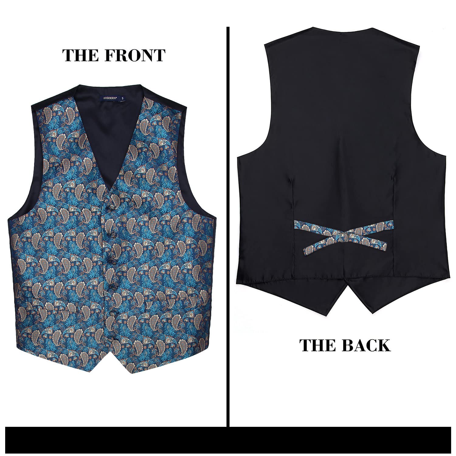 Gilet Homme plus Cravate & Pochette Aqua Brown F