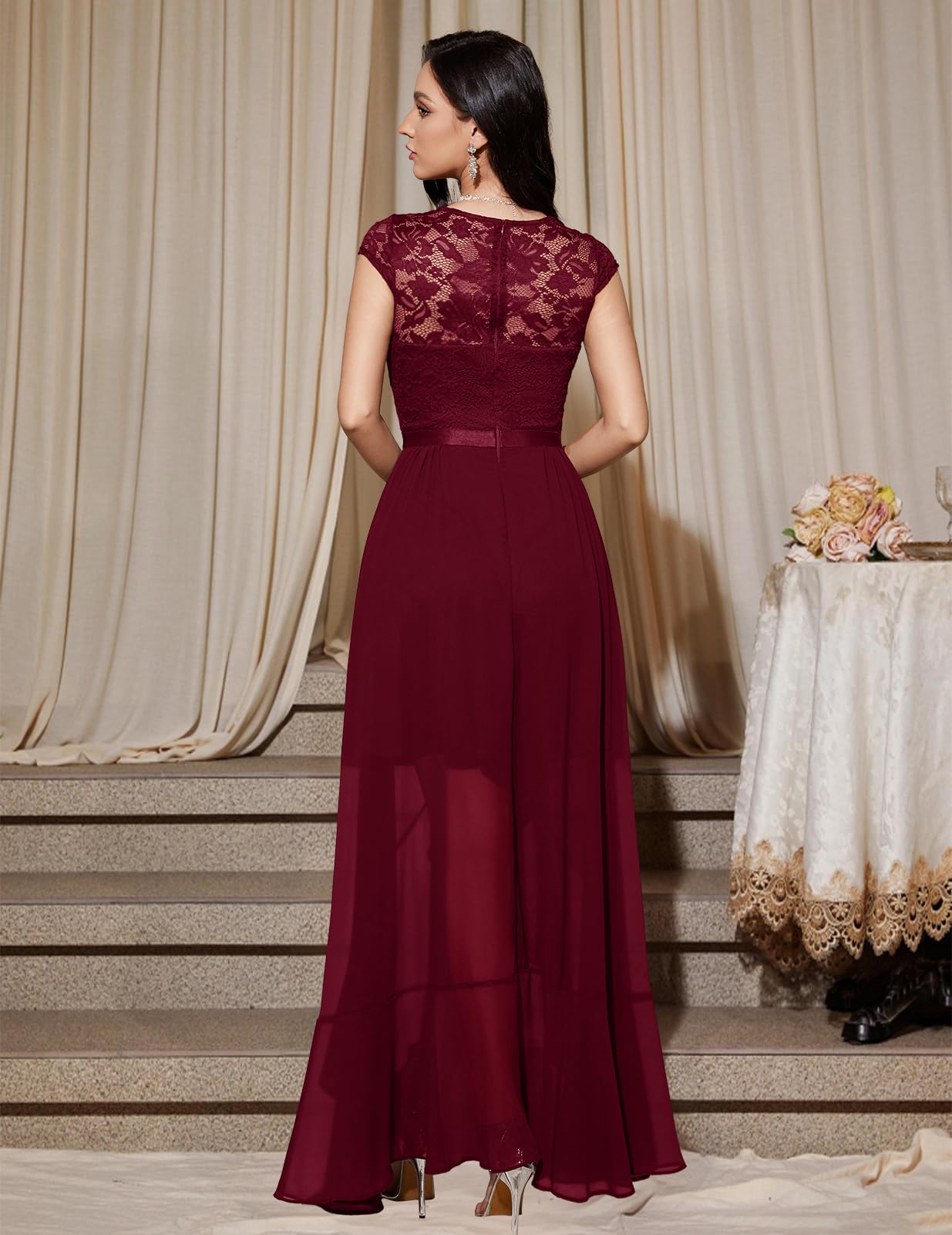 Robe Longue de Soirée Rouge Foncé H