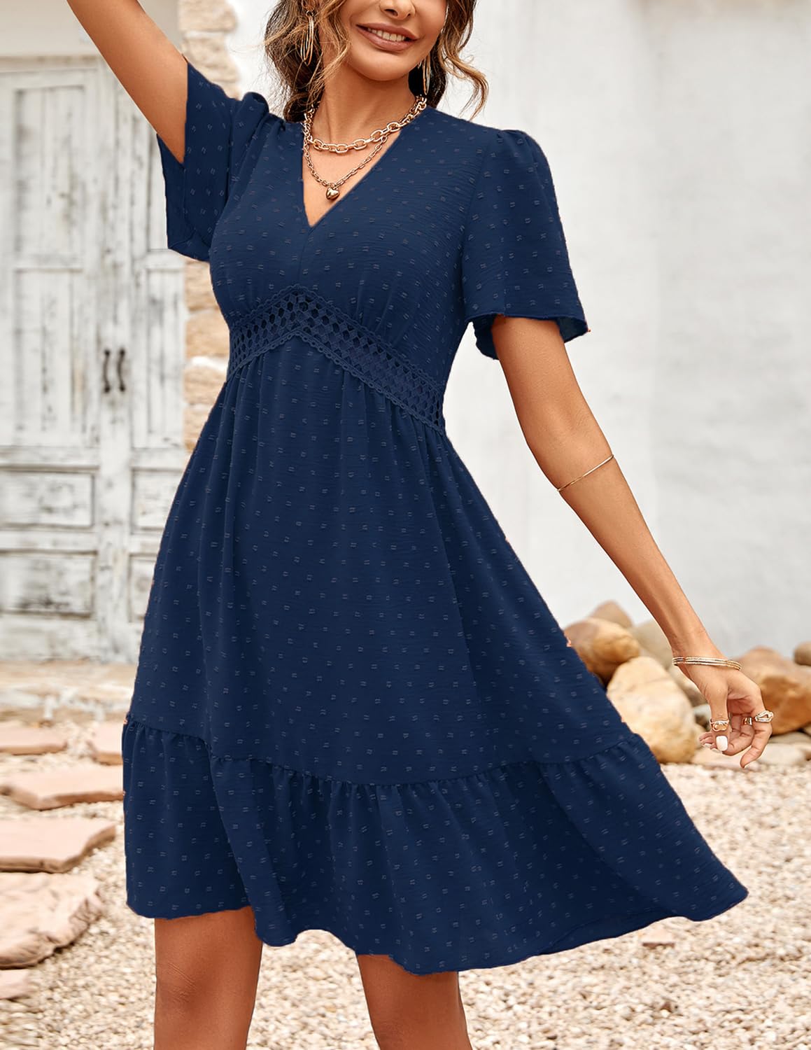 Robe d’Été Femme A-Bleu Marine-1 I