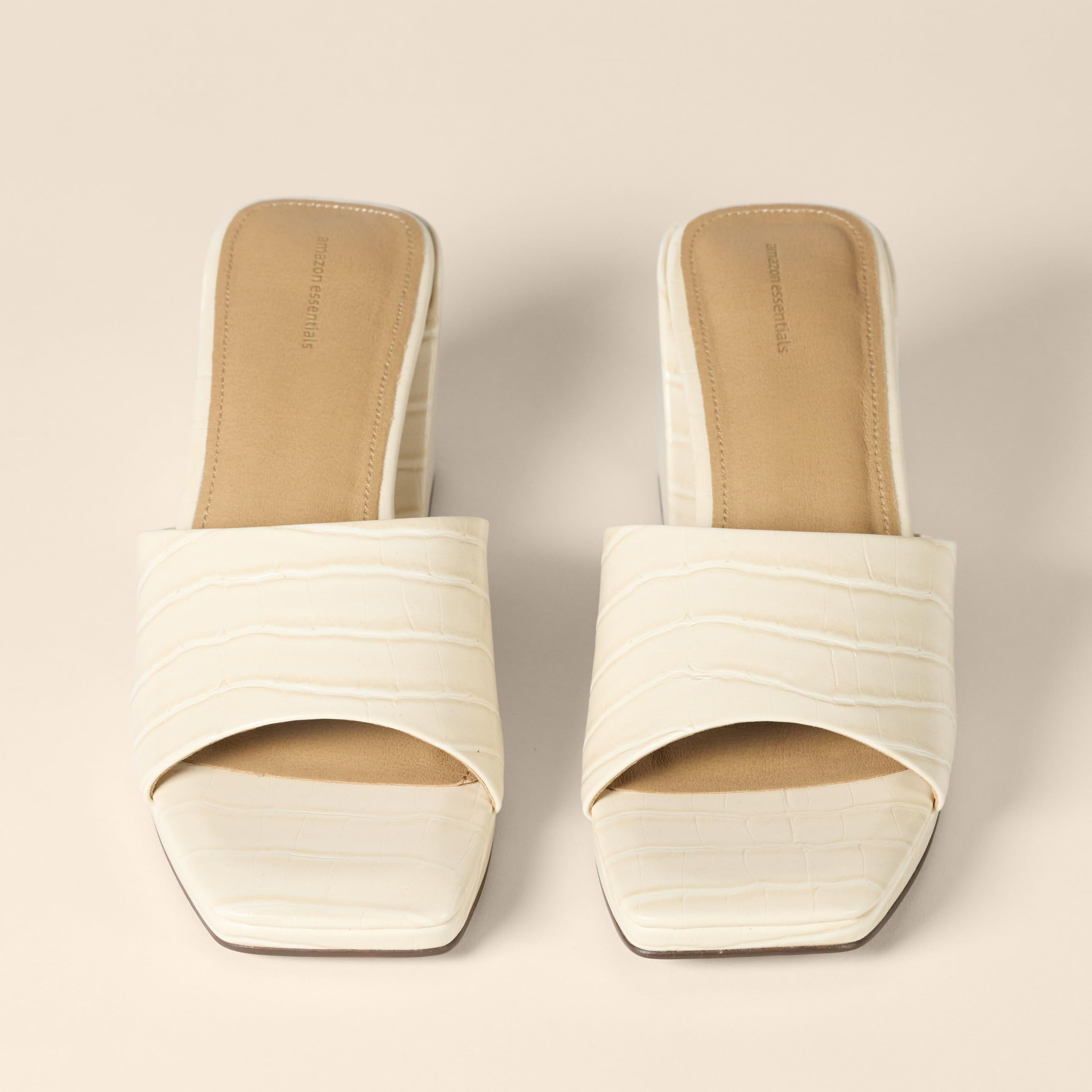 Sandales Platform Mule Faux Crocodile Crème A