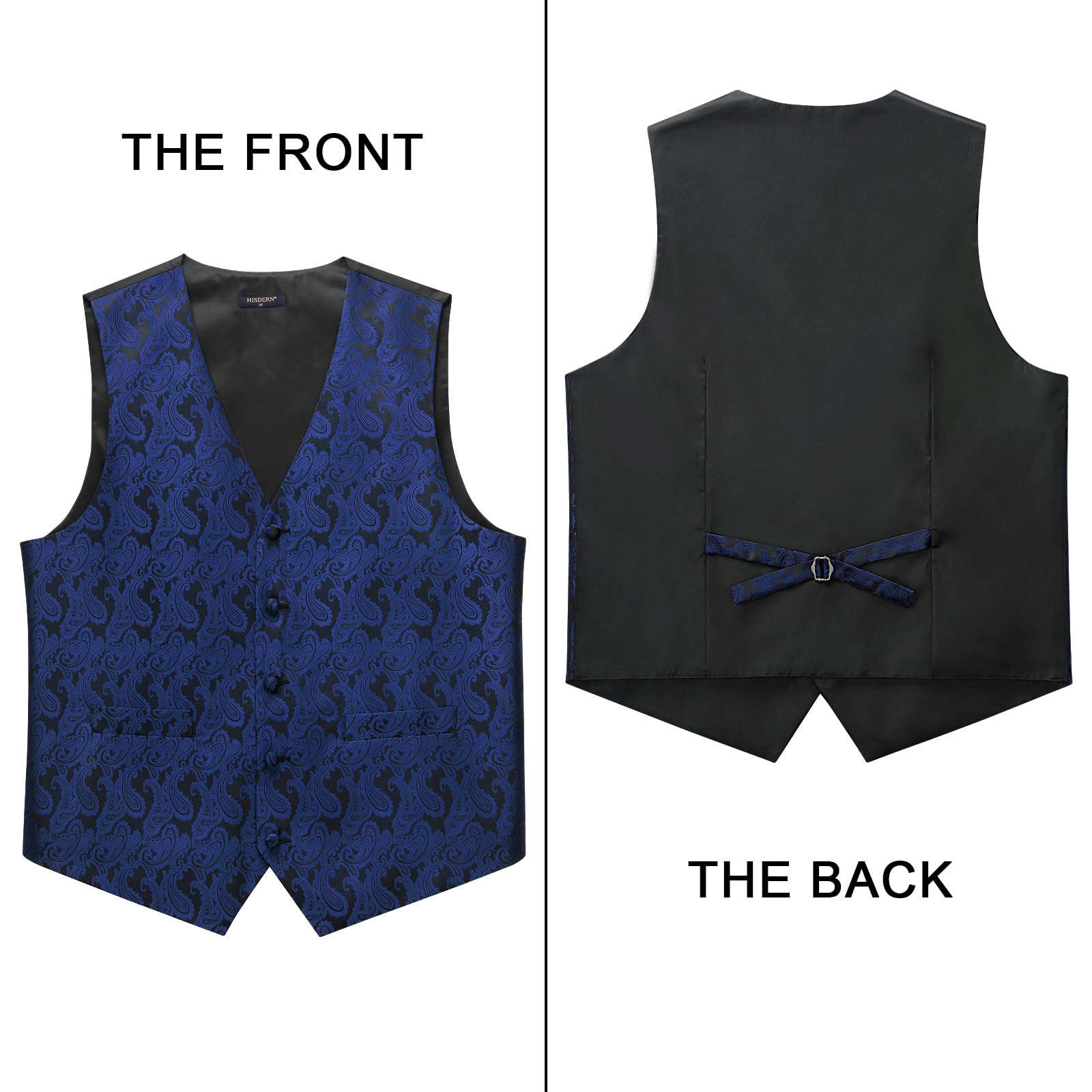 Gilet Homme plus Cravate & Pochette Bleu marine et noir-N F