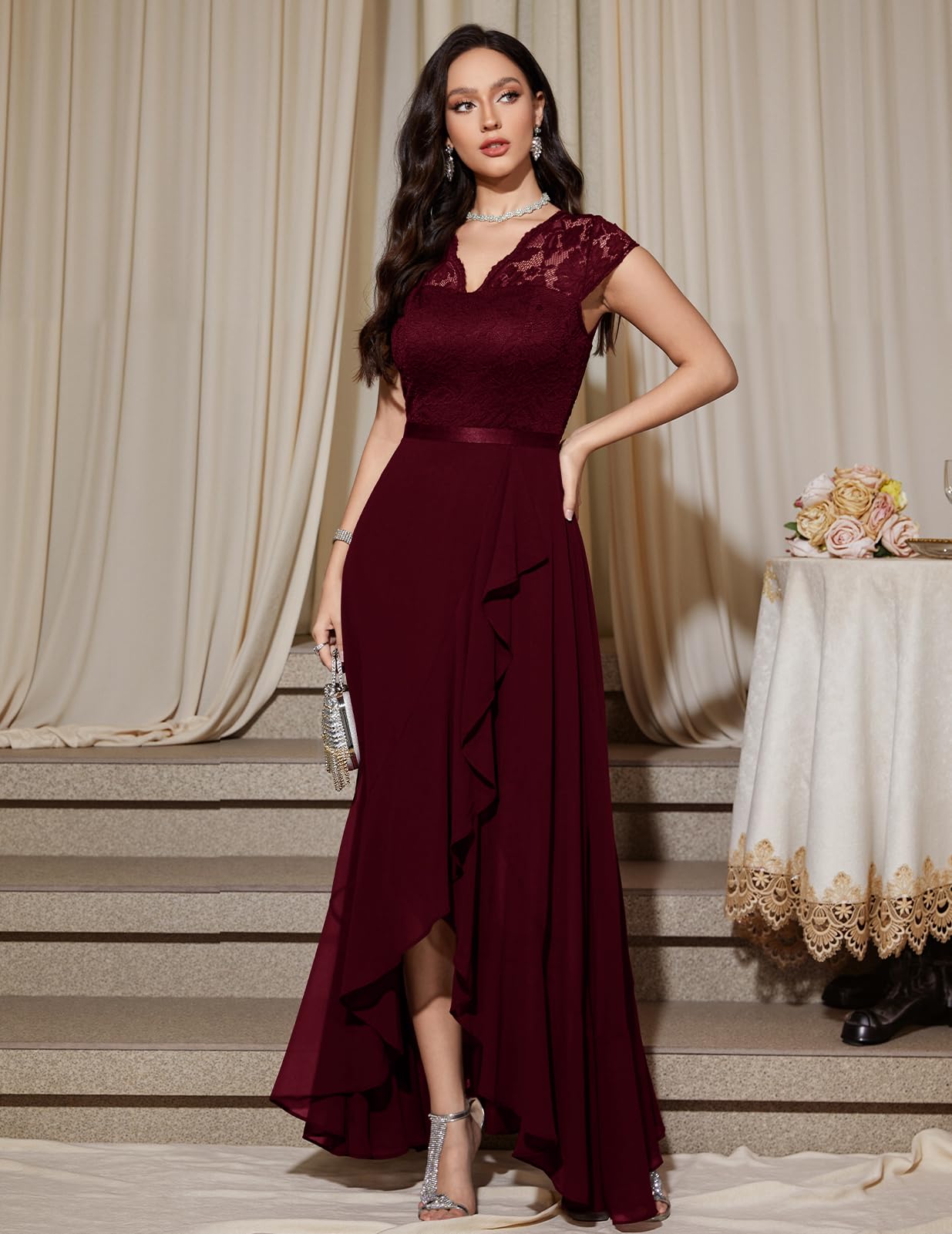 Robe Longue de Soirée Bordeaux H