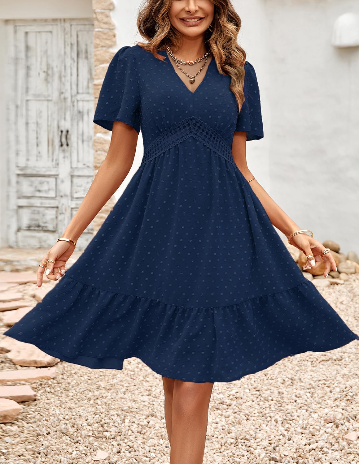 Robe d’Été Femme A-Bleu Marine-1 I