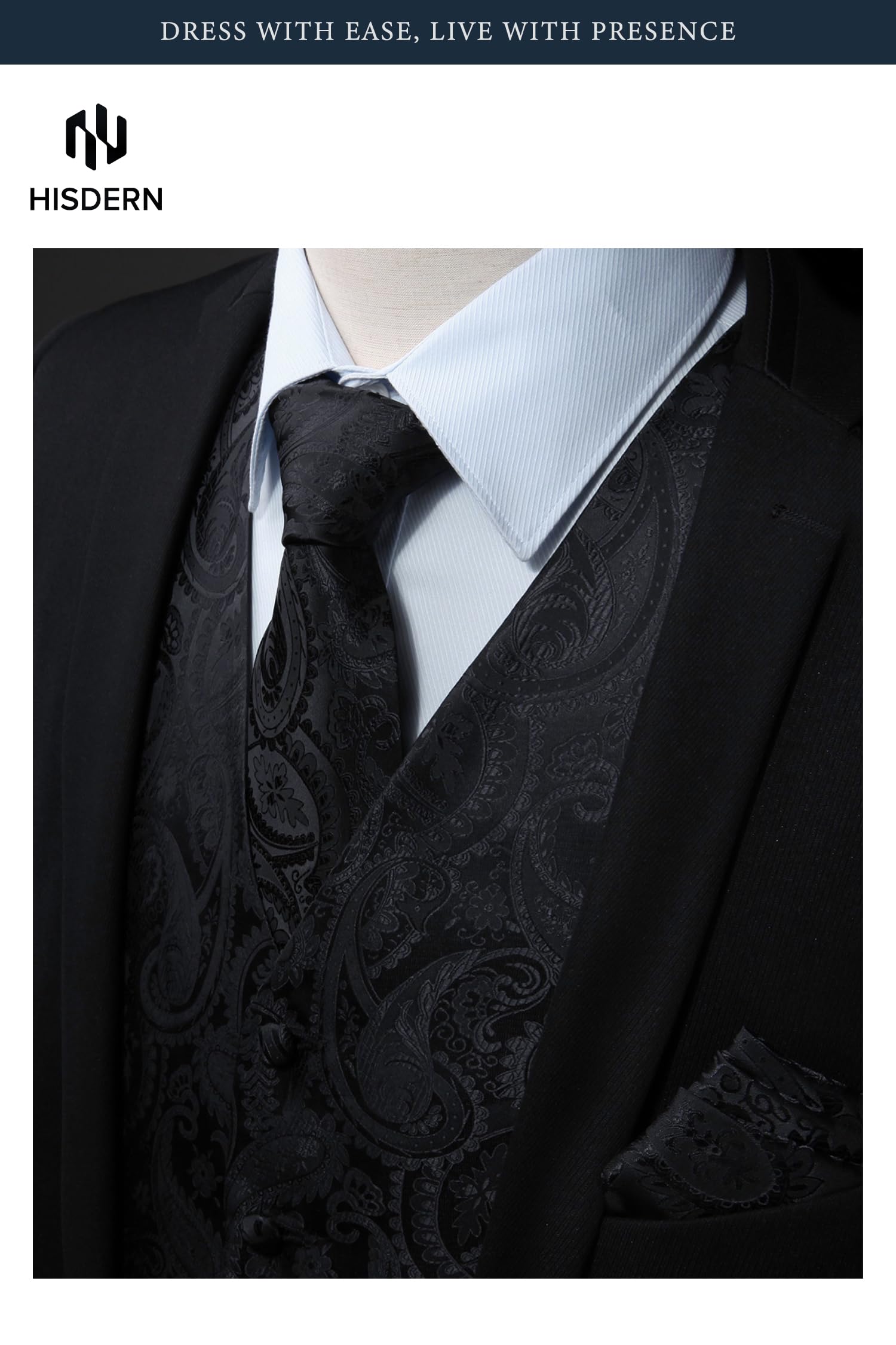 Gilet Homme plus Cravate & Pochette Noir F