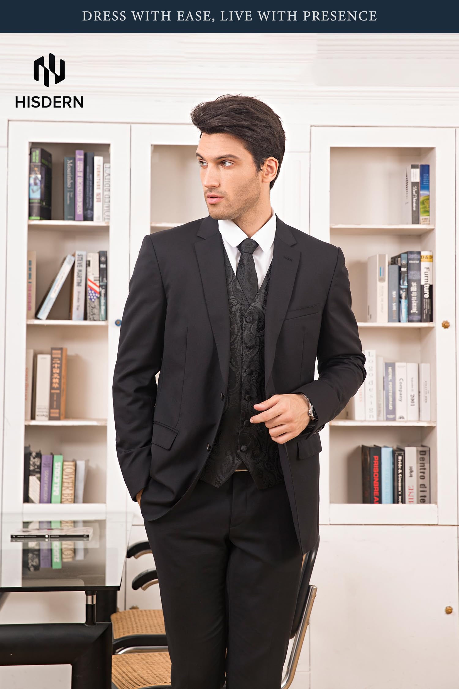 Gilet Homme plus Cravate & Pochette Noir F