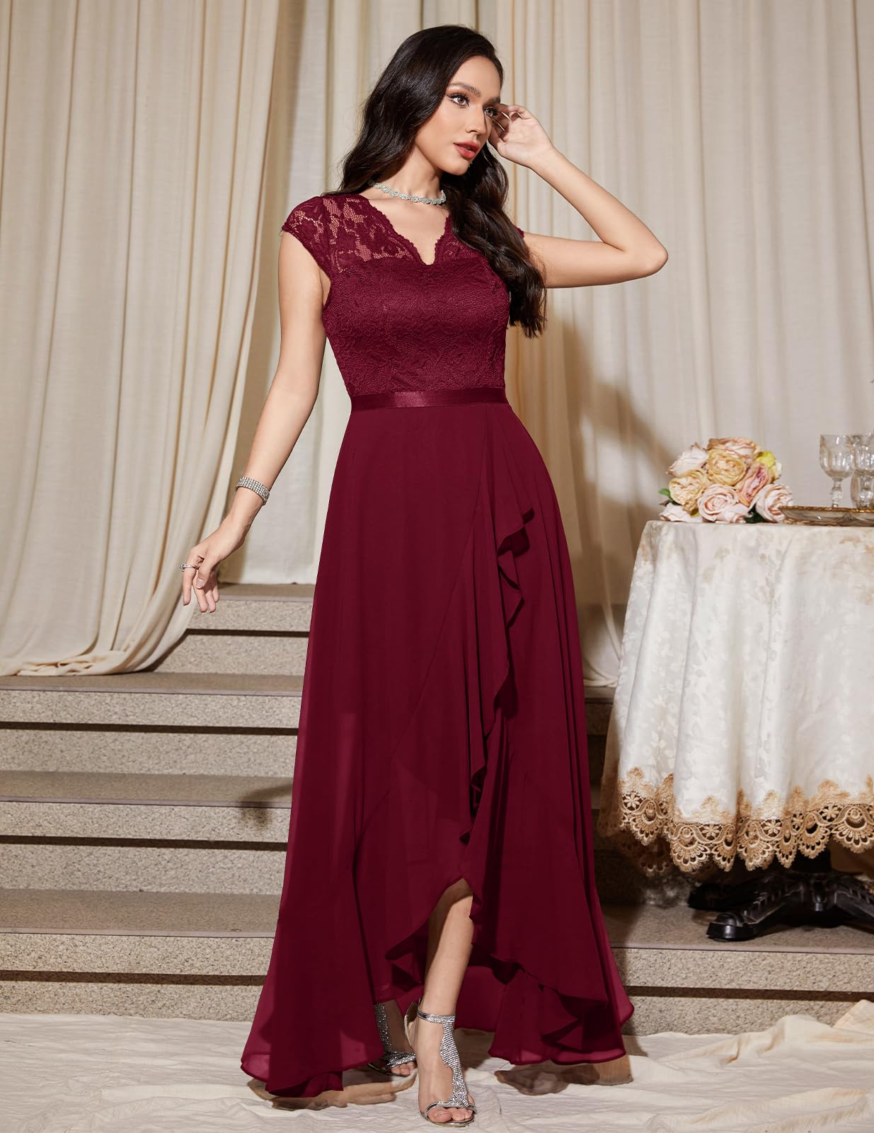 Robe Longue de Soirée Rouge Foncé H