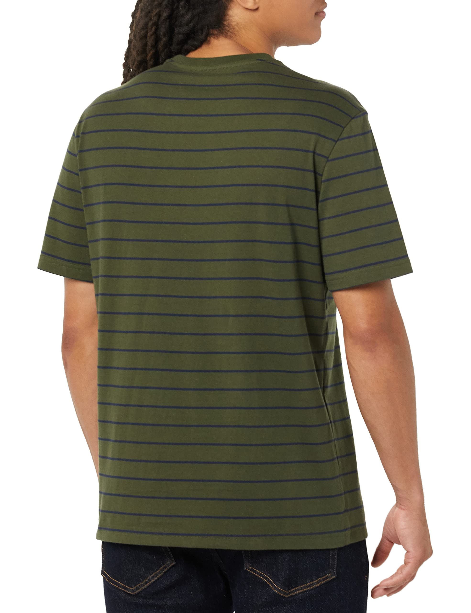 T-shirt Homme Confortable Bleu Marine Vert Olive Rayures I