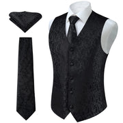 Gilet Homme plus Cravate & Pochette Noir-2 F