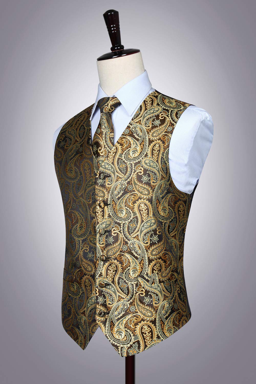 Gilet Homme plus Cravate & Pochette Or F