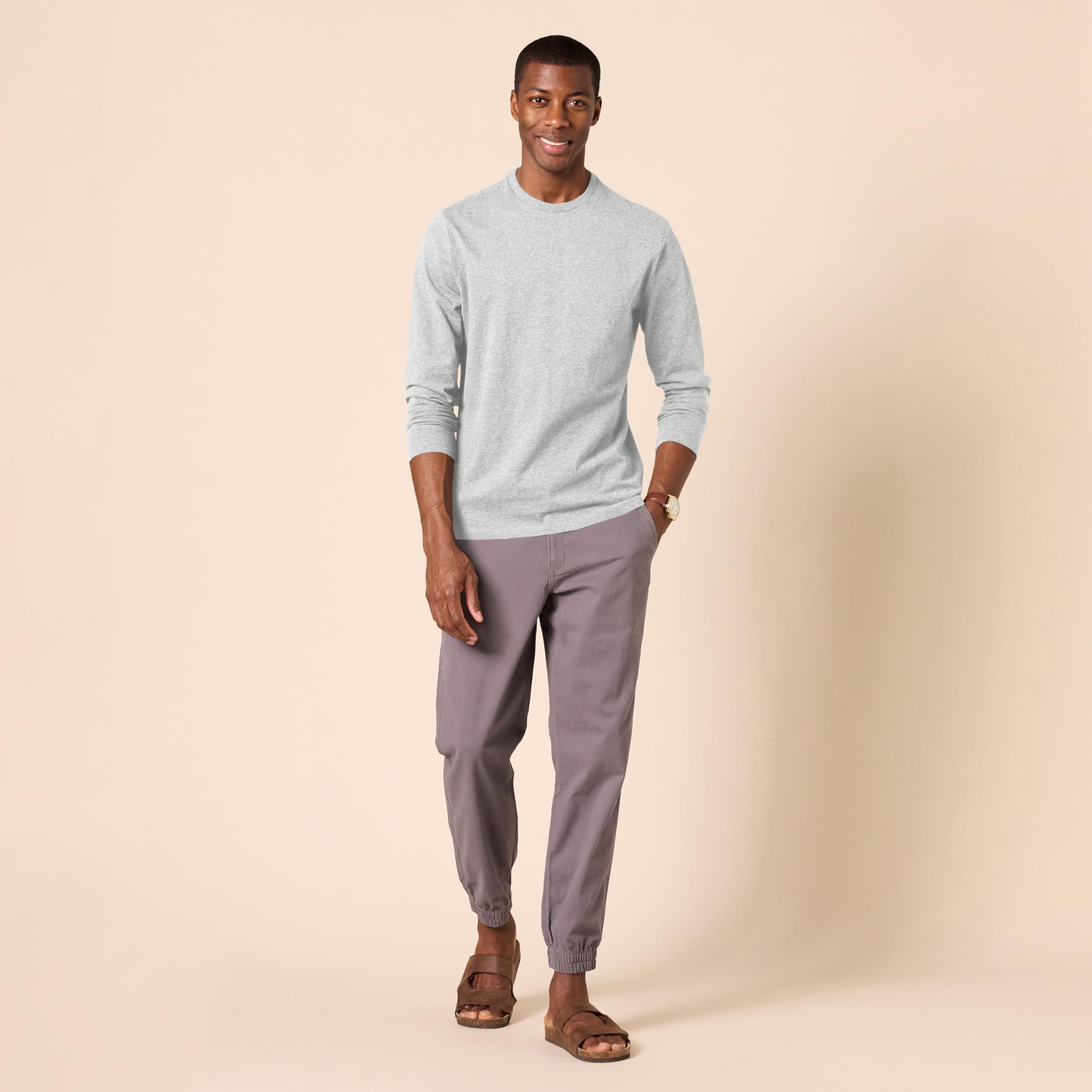 T-Shirt Manches Longues Homme Gris Clair Chiné J