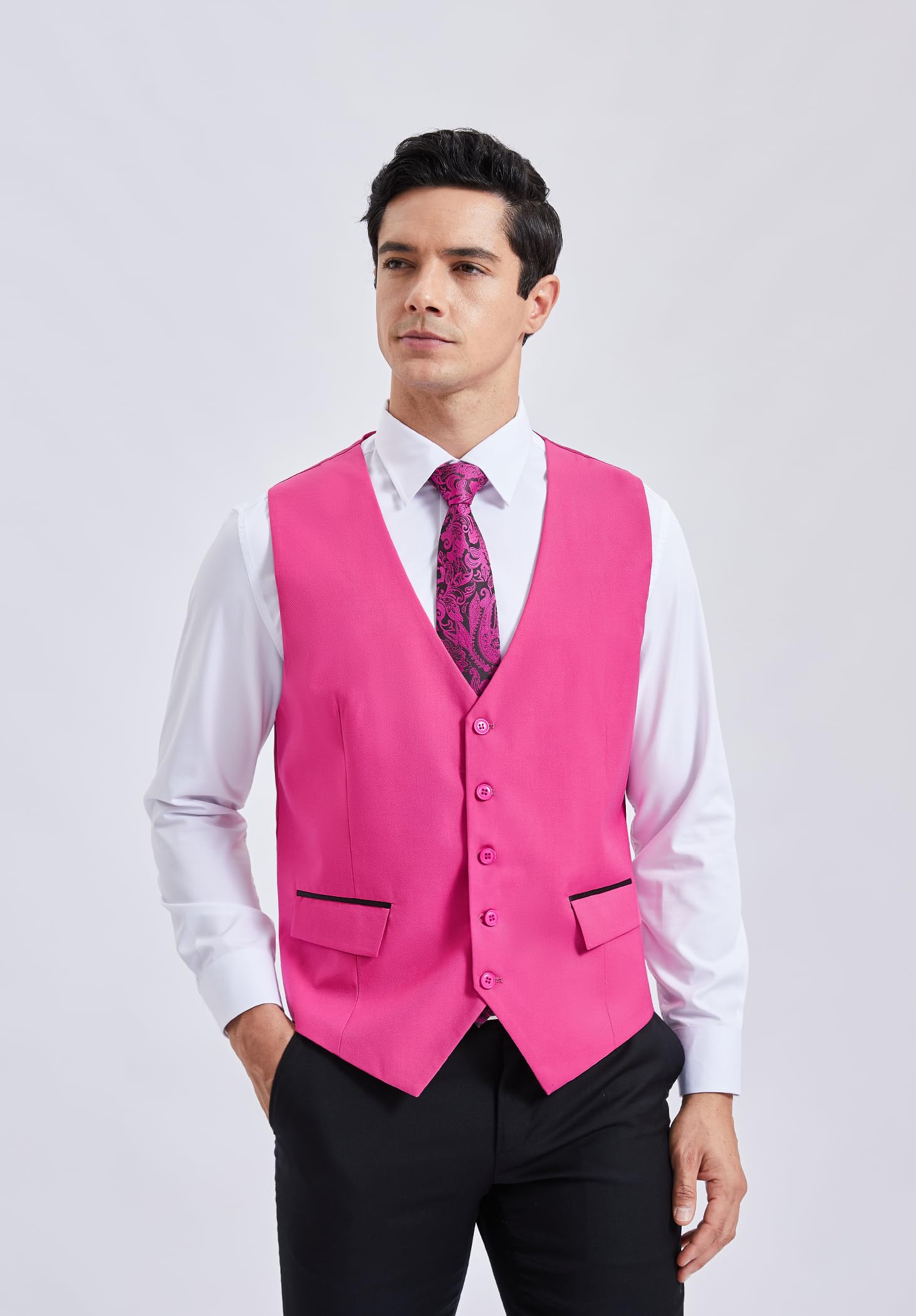 Gilet Costume Homme Rose Vif D