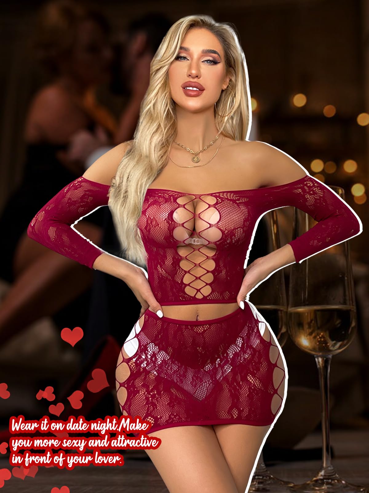 Ensemble de Lingerie Femme Rouge Foncé A