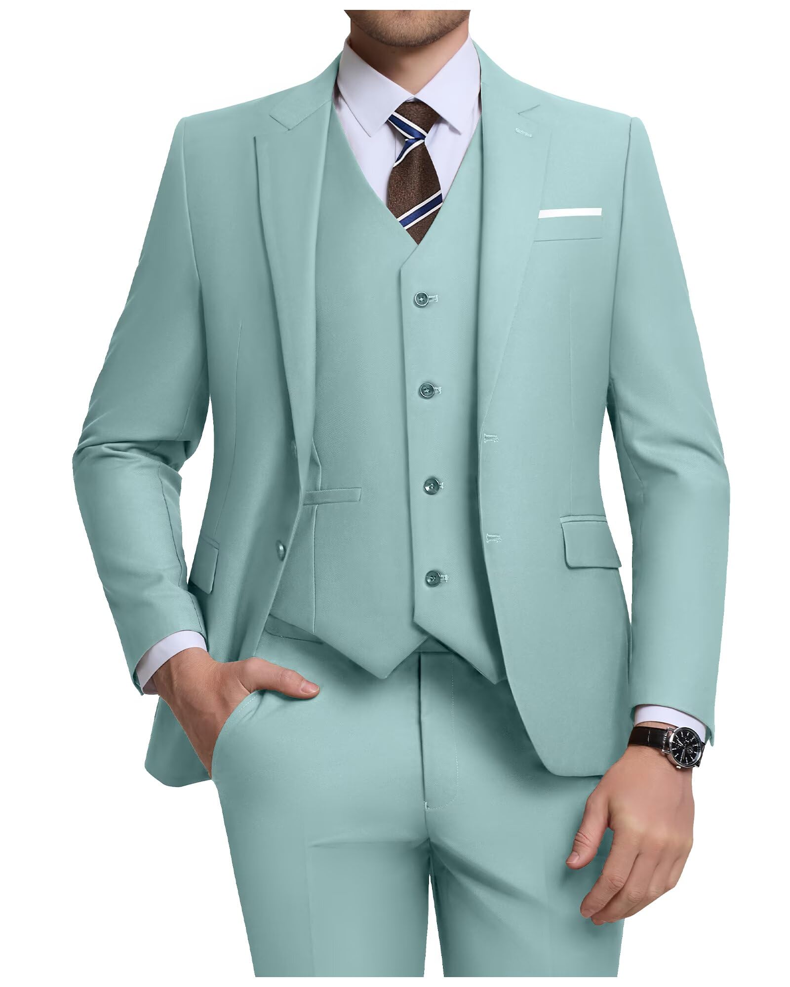 Costume Homme 3 Pièces Vert Menthe H