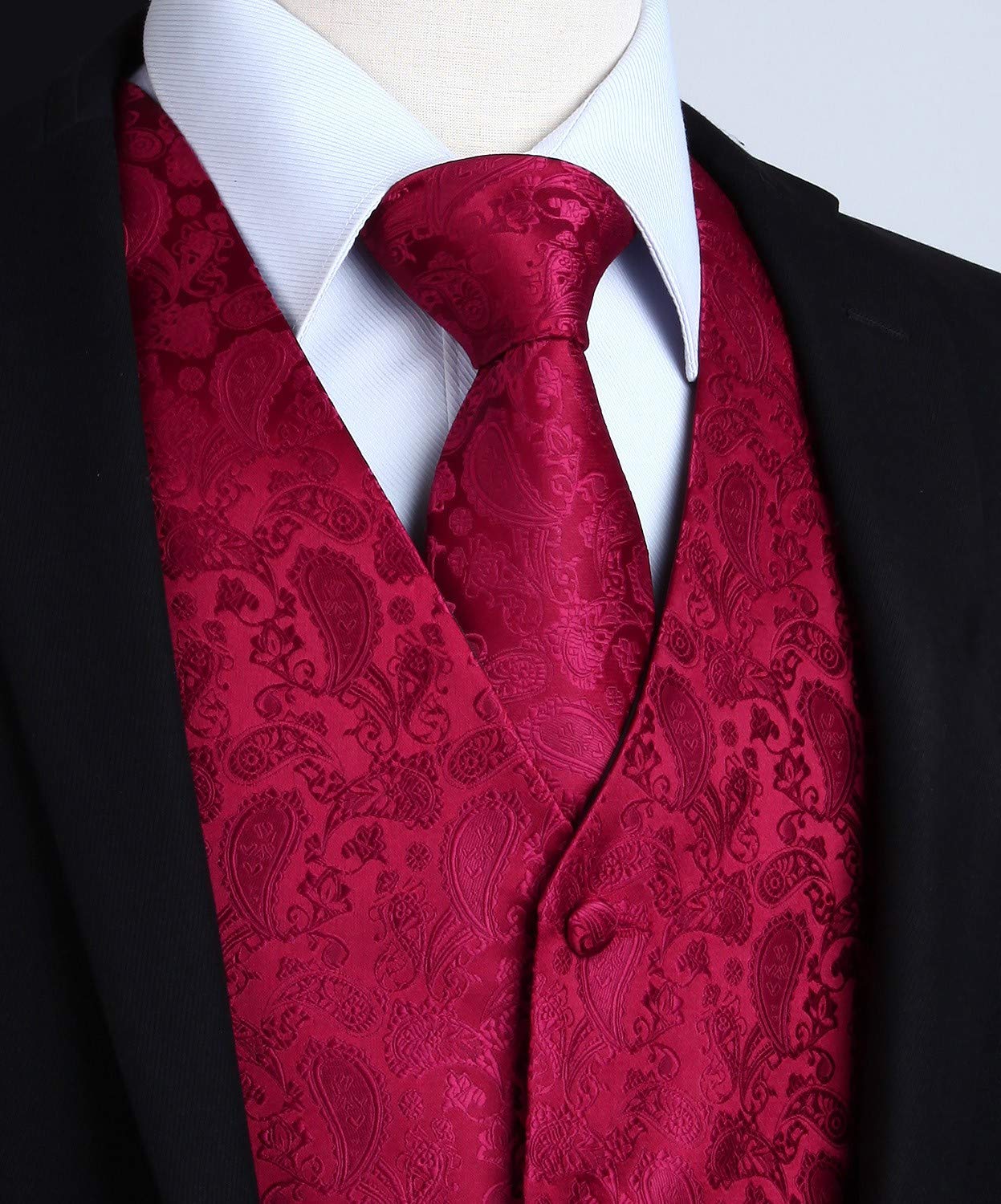 Gilet Homme plus Cravate & Pochette Vin Rouge F