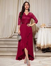 Robe Longue de Soirée Rouge Foncé-3 H