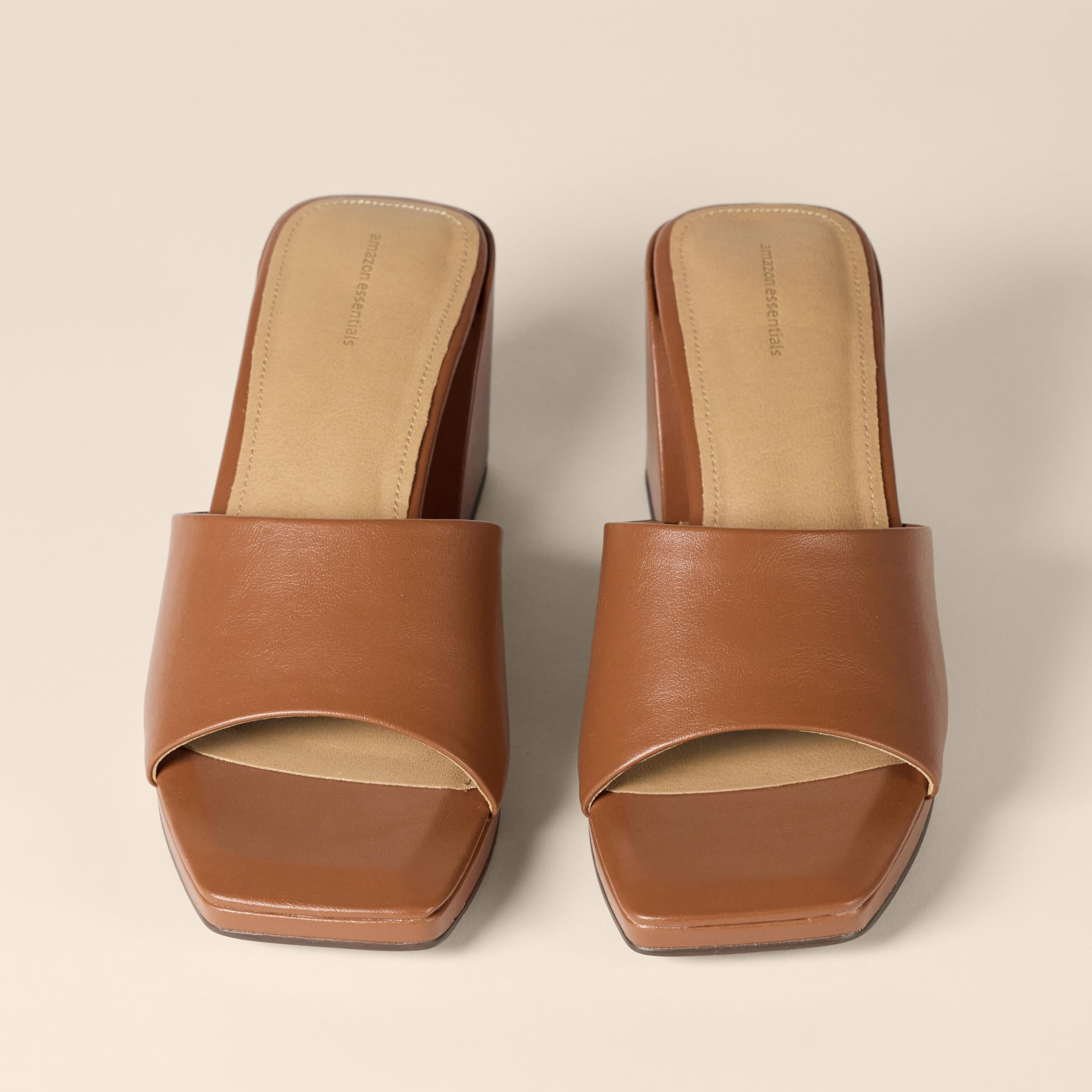 Sandales Platform Mule Similicuir Brun Clair A