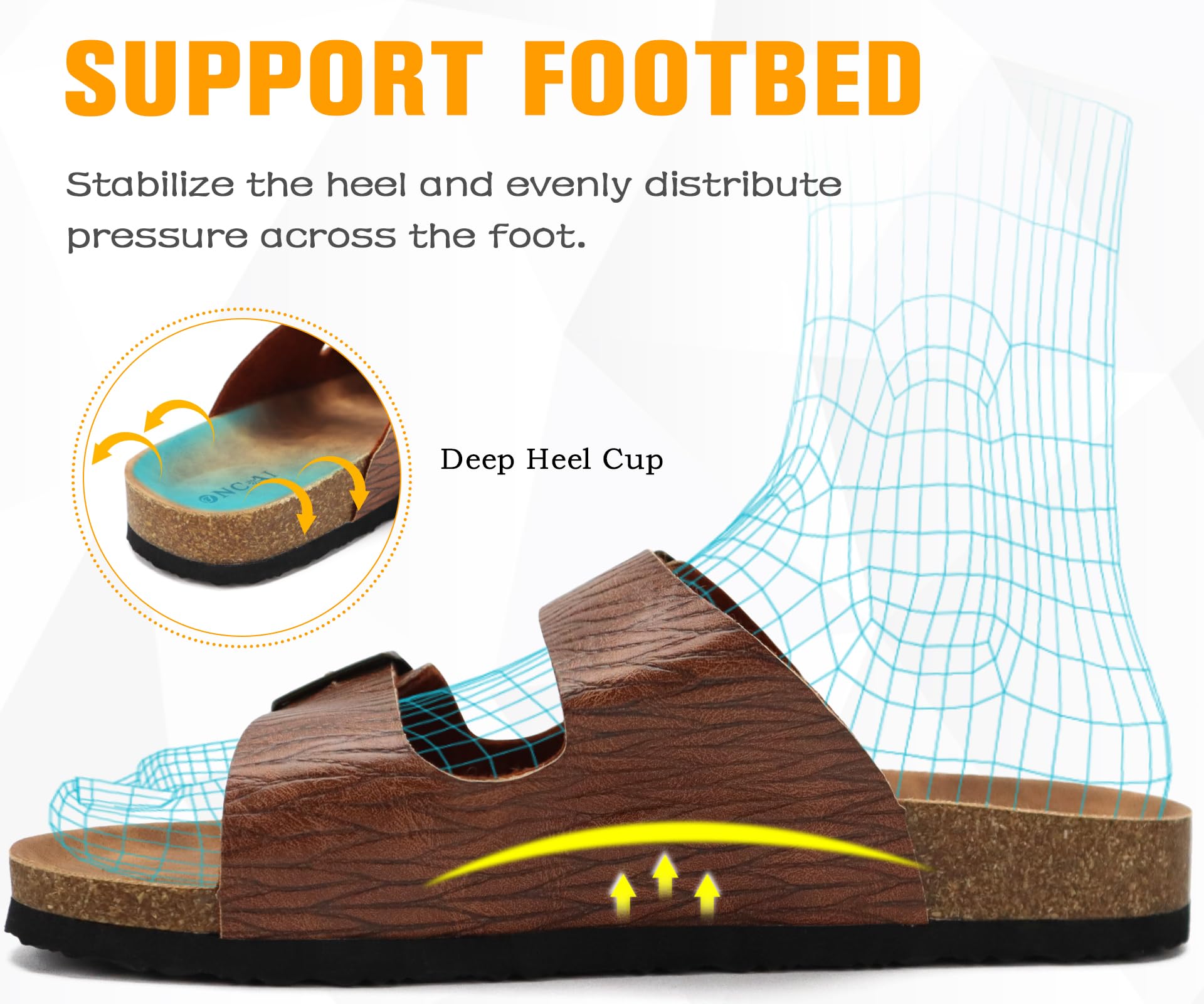 Sandales Mules Grain de bois Kaki E