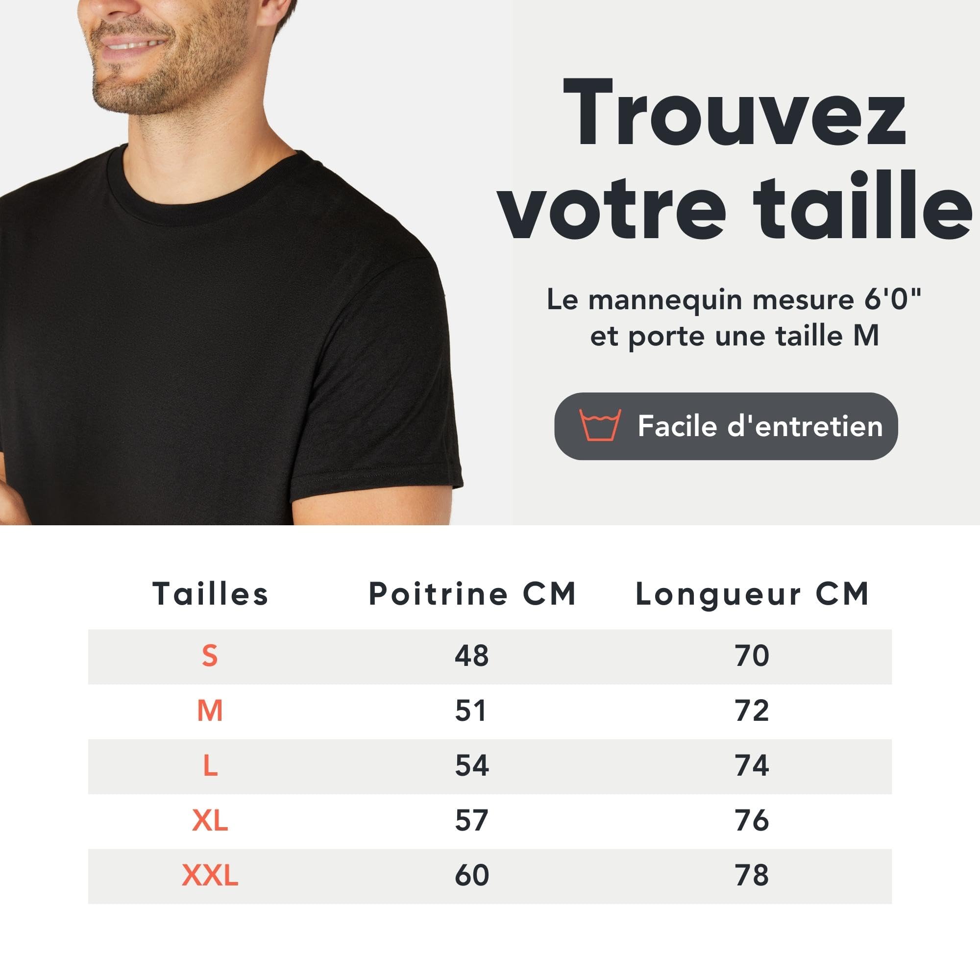 Lot de T-Shirts Homme FM London 5 unités Noir G