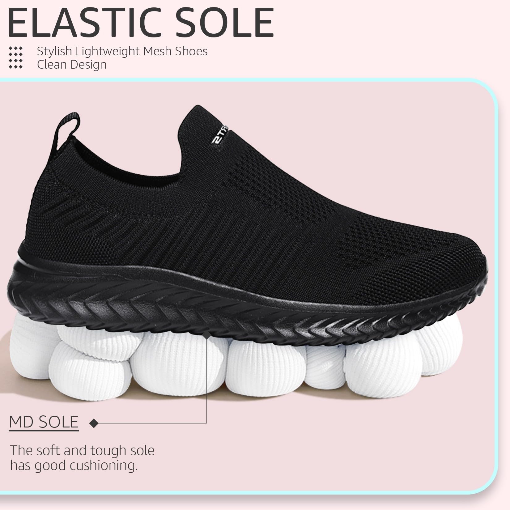 Baskets Femme Slip-On Respirantes Tout noir H