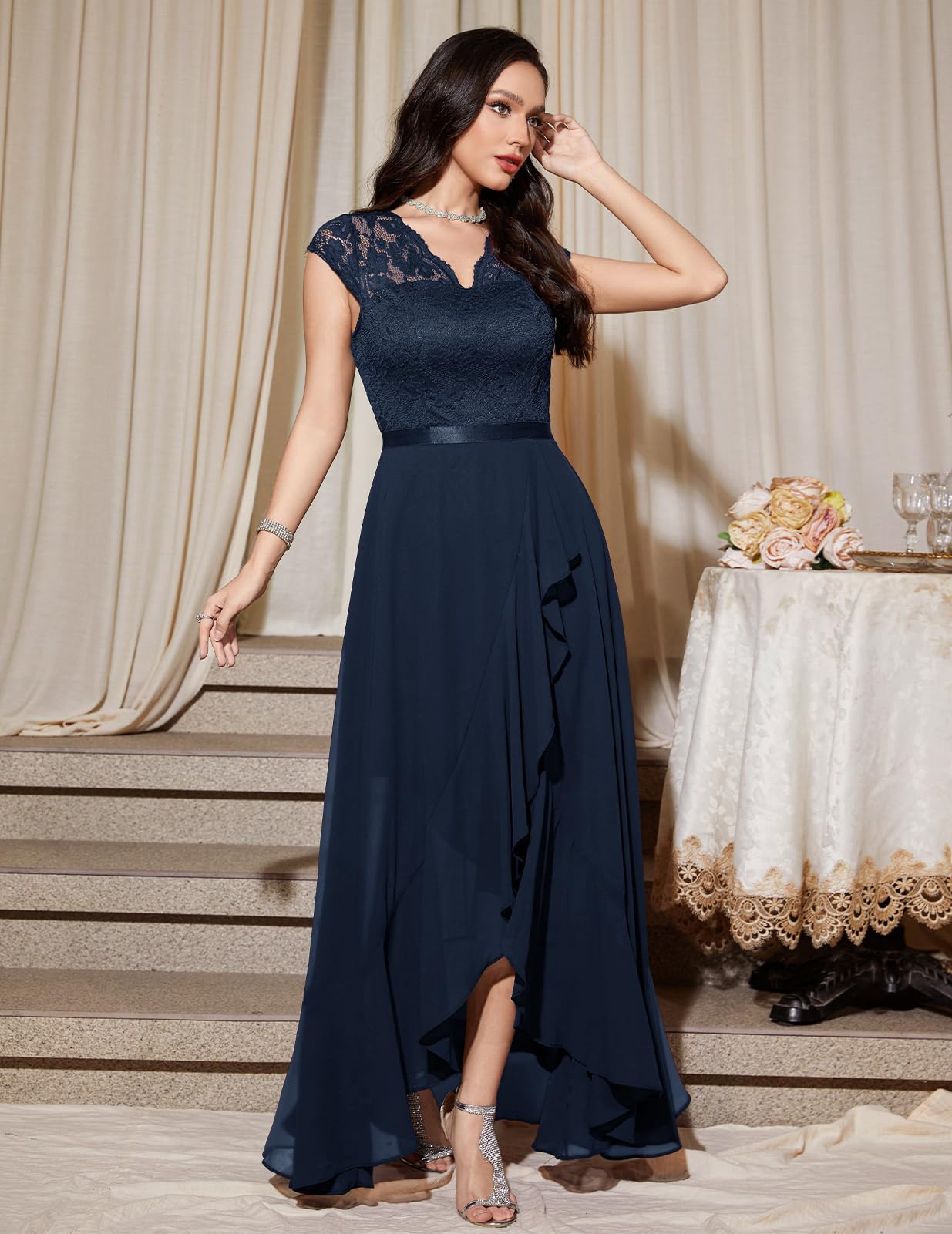 Robe Longue de Soirée 0 Bleu Marine H