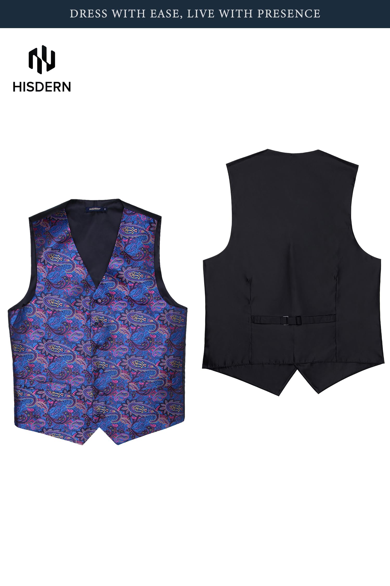 Gilet Homme plus Cravate & Pochette Bleu rose F