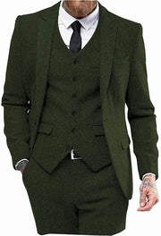 Costume Homme 3 Pièces Vert Militaire J