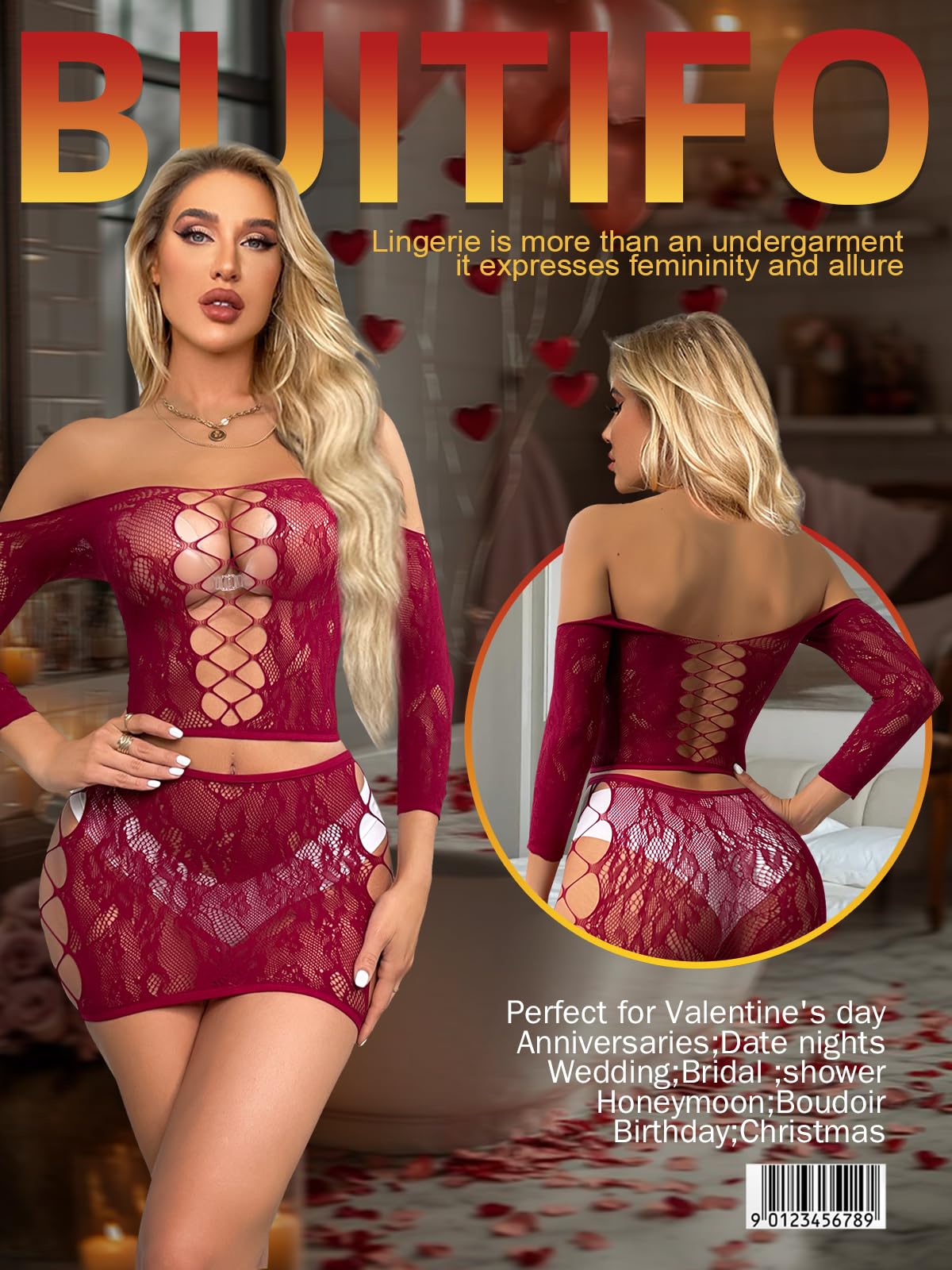 Ensemble de Lingerie Femme Rouge Foncé A