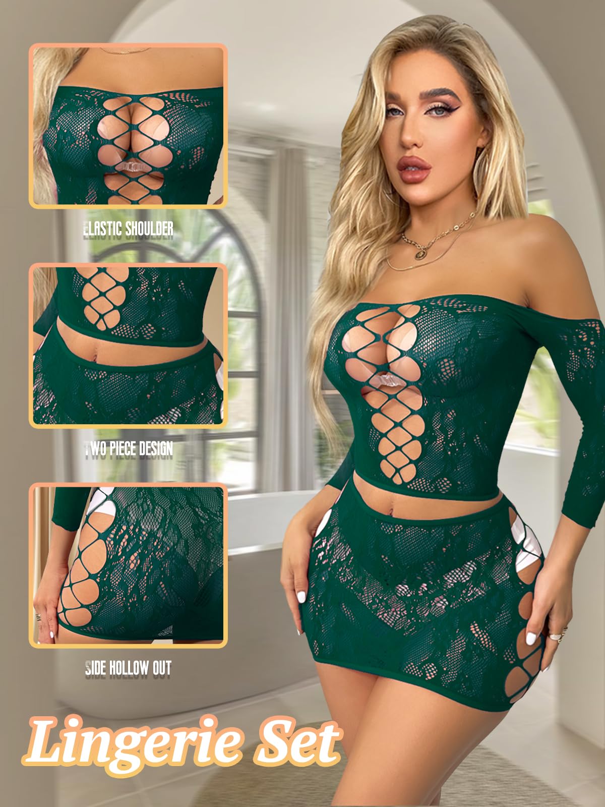 Ensemble de Lingerie Femme Vert Foncé A
