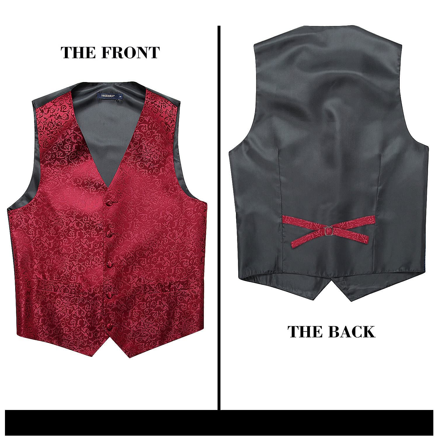 Gilet Homme plus Cravate & Pochette Bourgogne-2 F