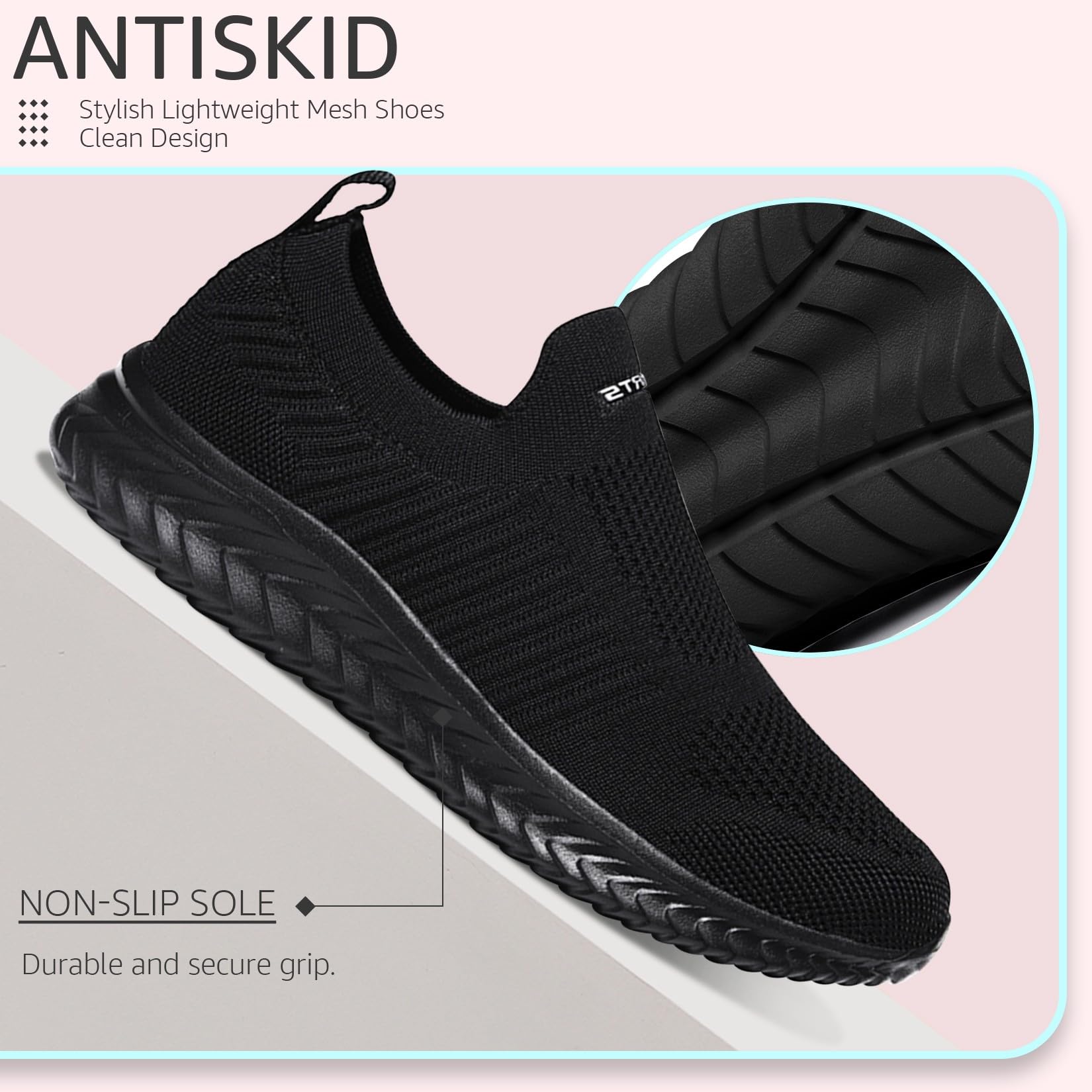 Baskets Femme Slip-On Respirantes Tout noir H