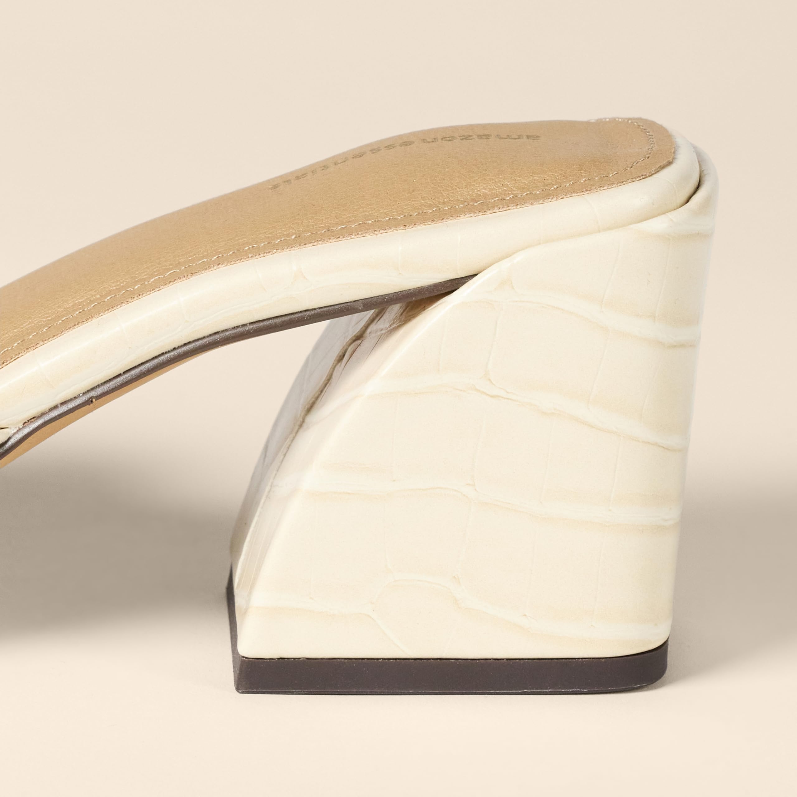 Sandales Platform Mule Faux Crocodile Crème A