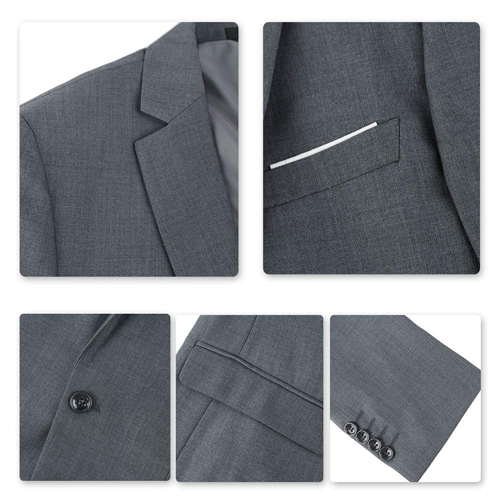Costume Homme Slim Fit Deux Pièces Deux Boutons Gris Foncé A