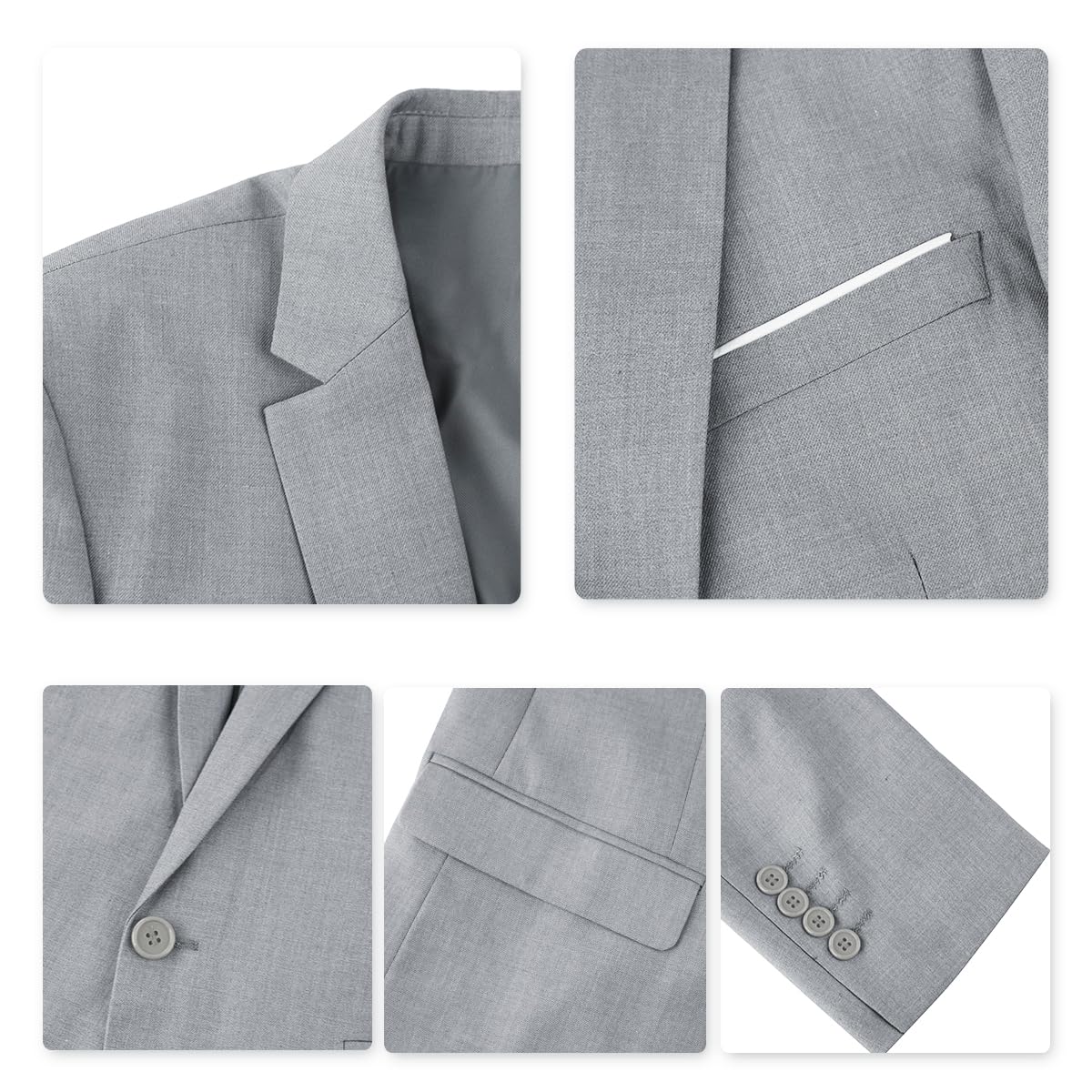 Costume Homme Slim Fit Deux Pièces Deux Boutons Gris Clair A
