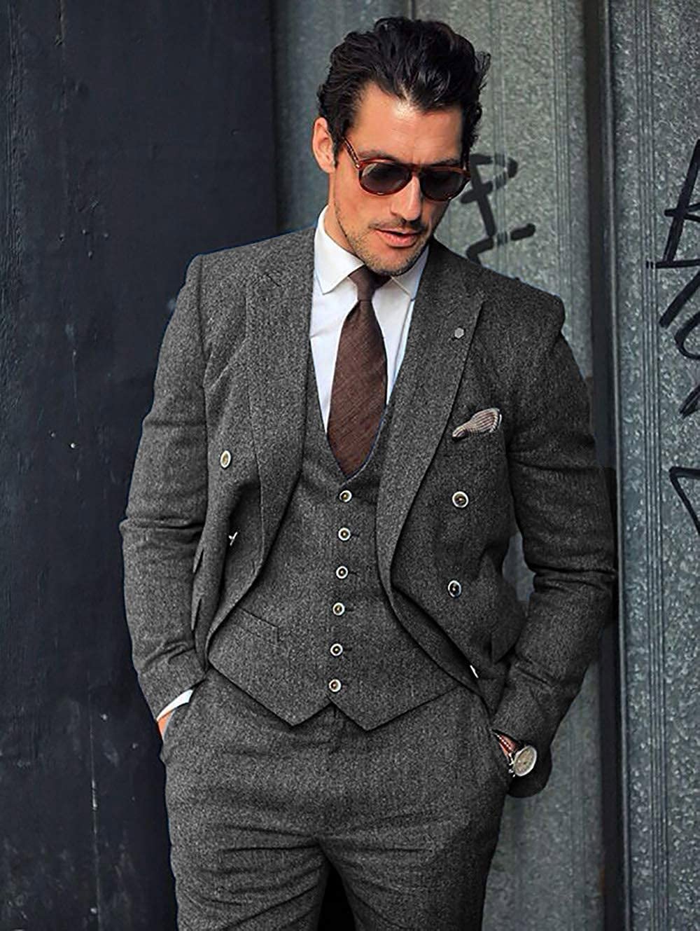 Costume Homme 3 Pièces Bleu Sarcelle J