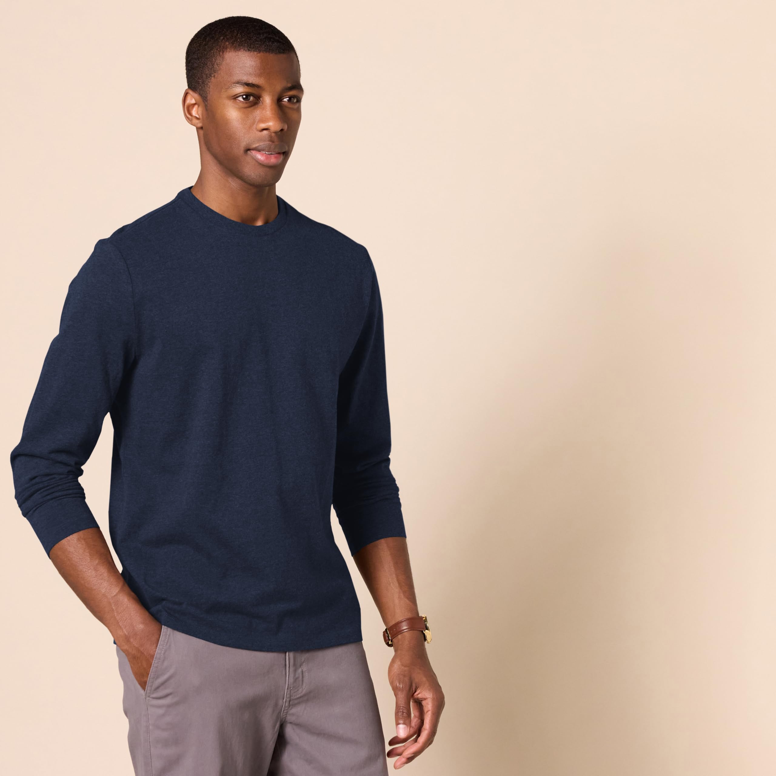 T-Shirt Manches Longues Homme Bleu Marine J