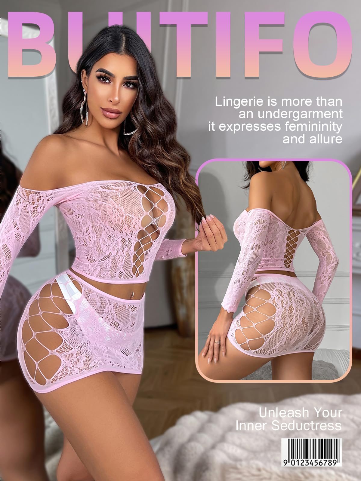 Ensemble de Lingerie Femme Rose Clair A