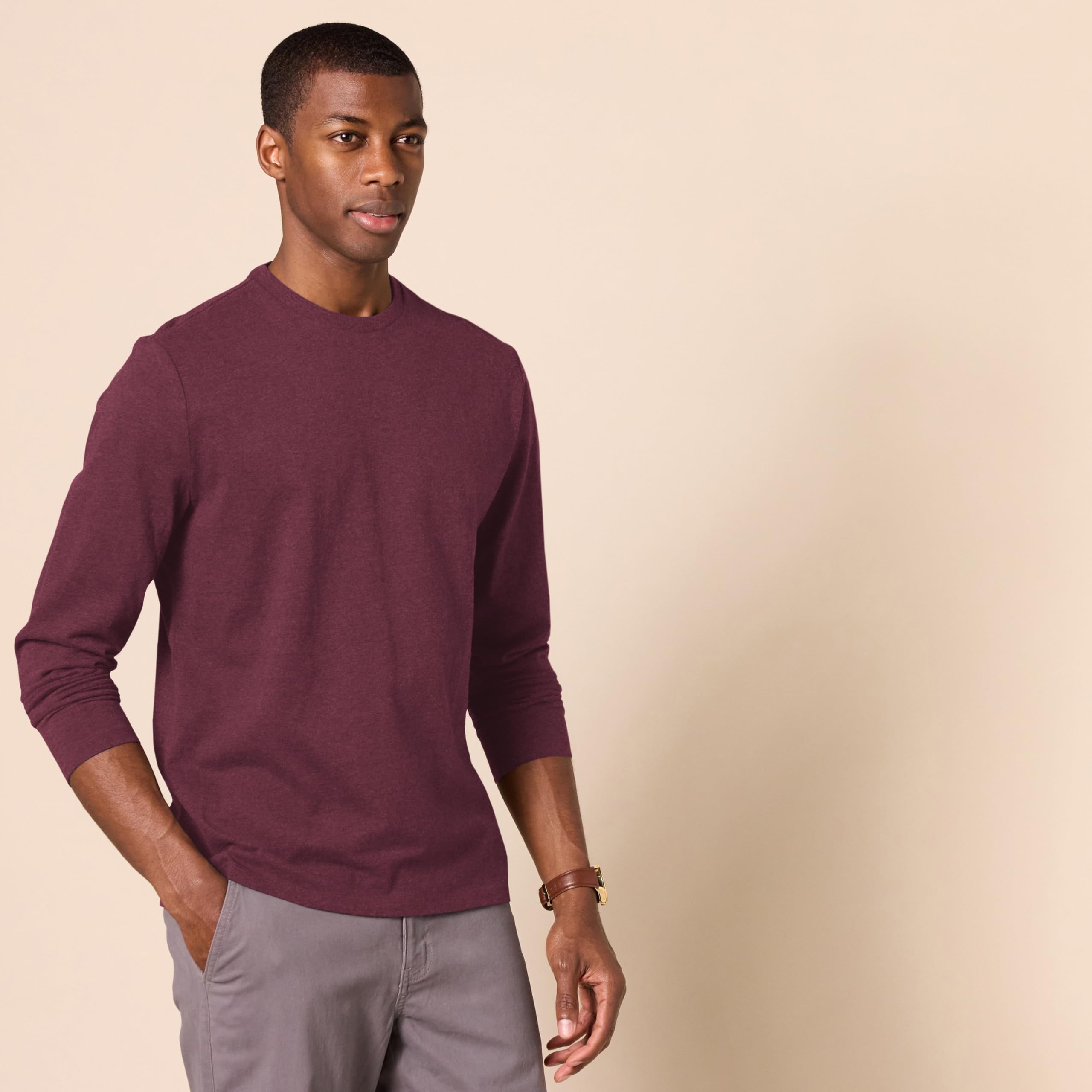 T-Shirt Manches Longues Homme Bordeaux J