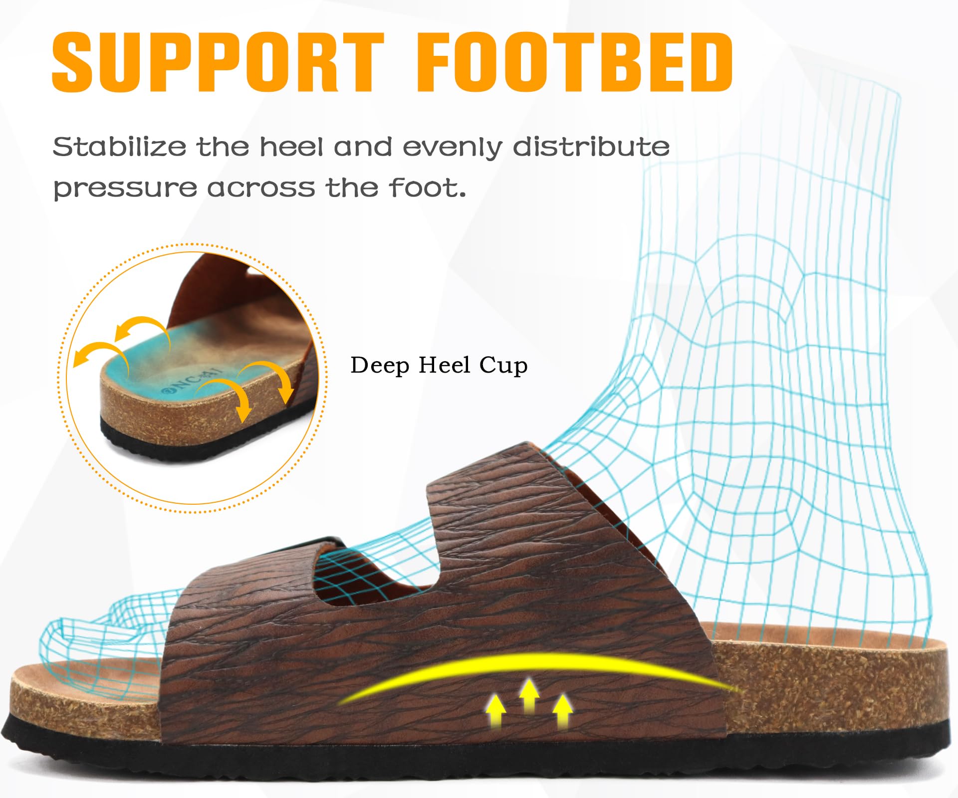 Sandales Mules Grain de bois Marron E