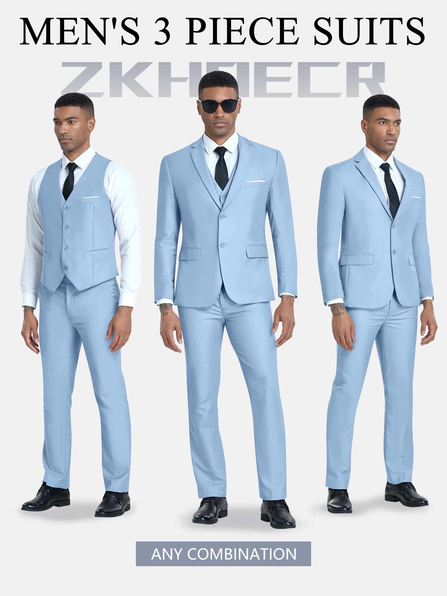 Costume Homme 3 Pièces Bleu Ciel H