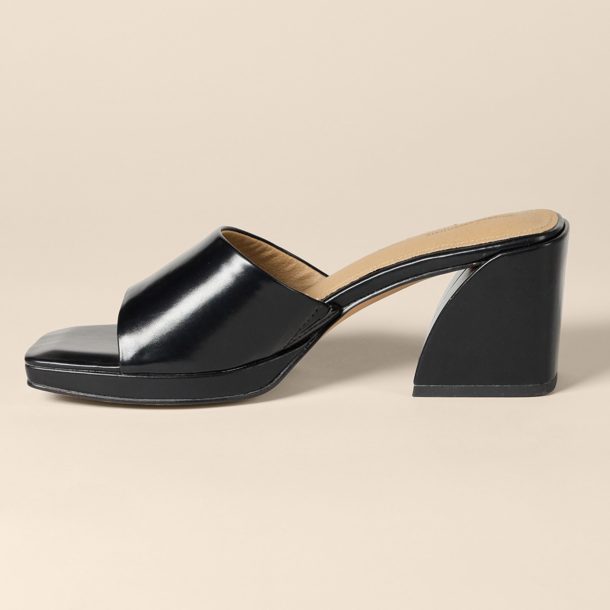Sandales Platform Mule Similicuir Noir A