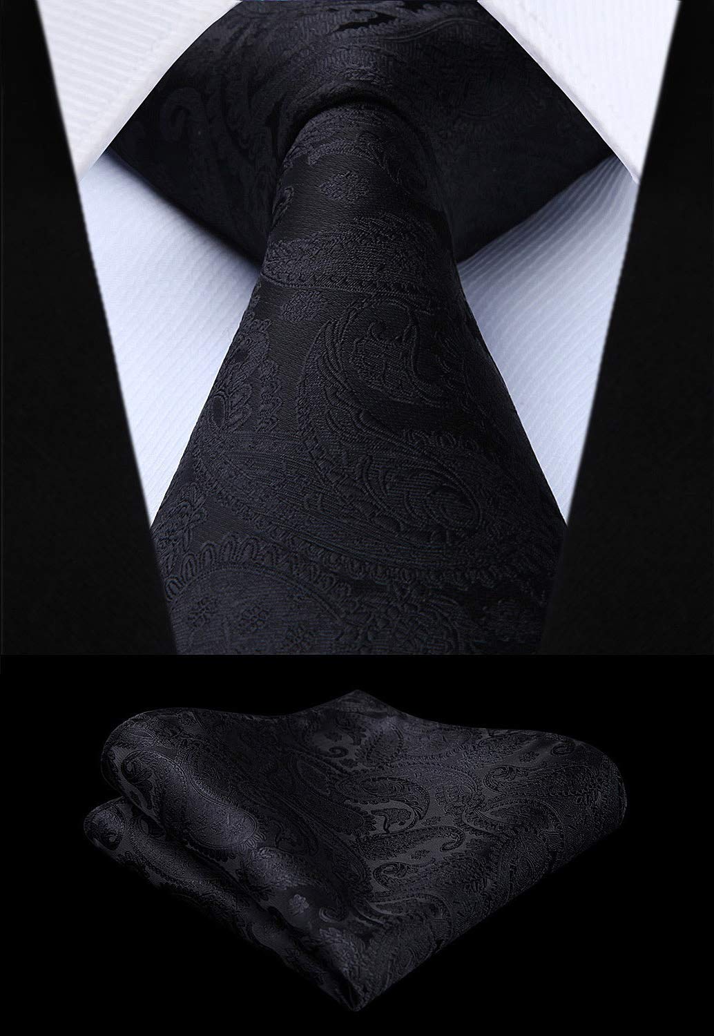 Gilet Homme plus Cravate & Pochette Noir-2 F