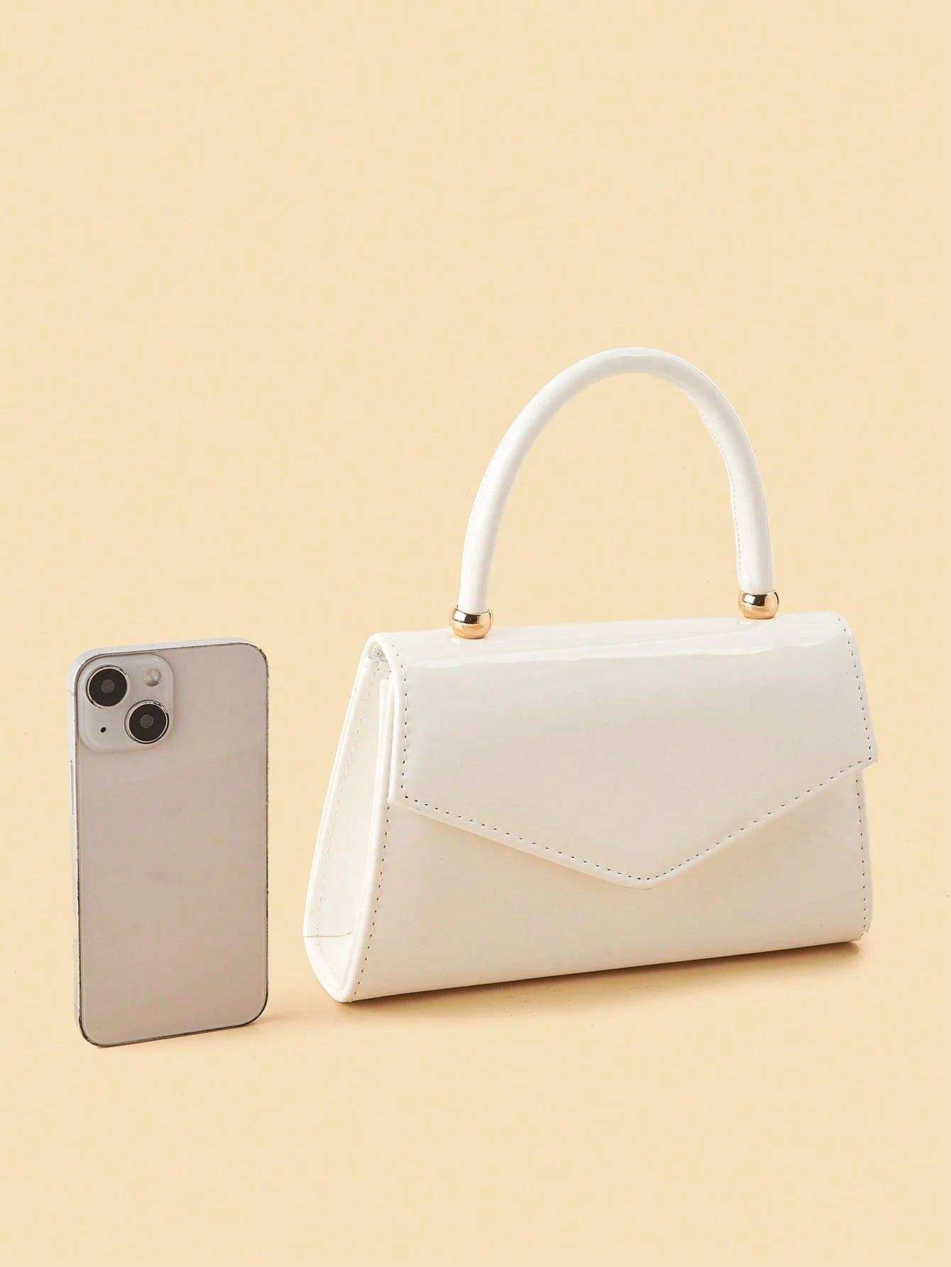 Sac à main miroir de couleur unie Blanc