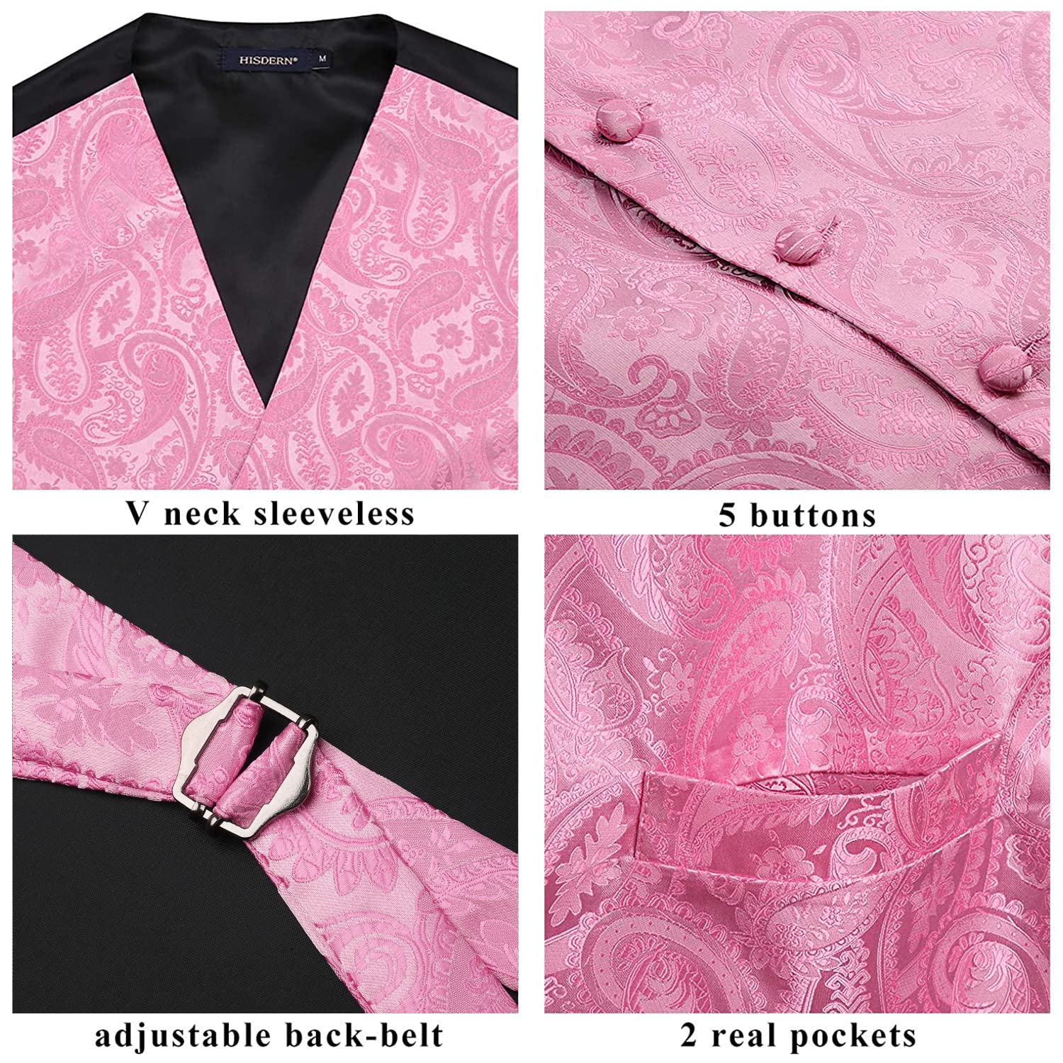 Gilet Homme plus Cravate & Pochette Rose Clair F