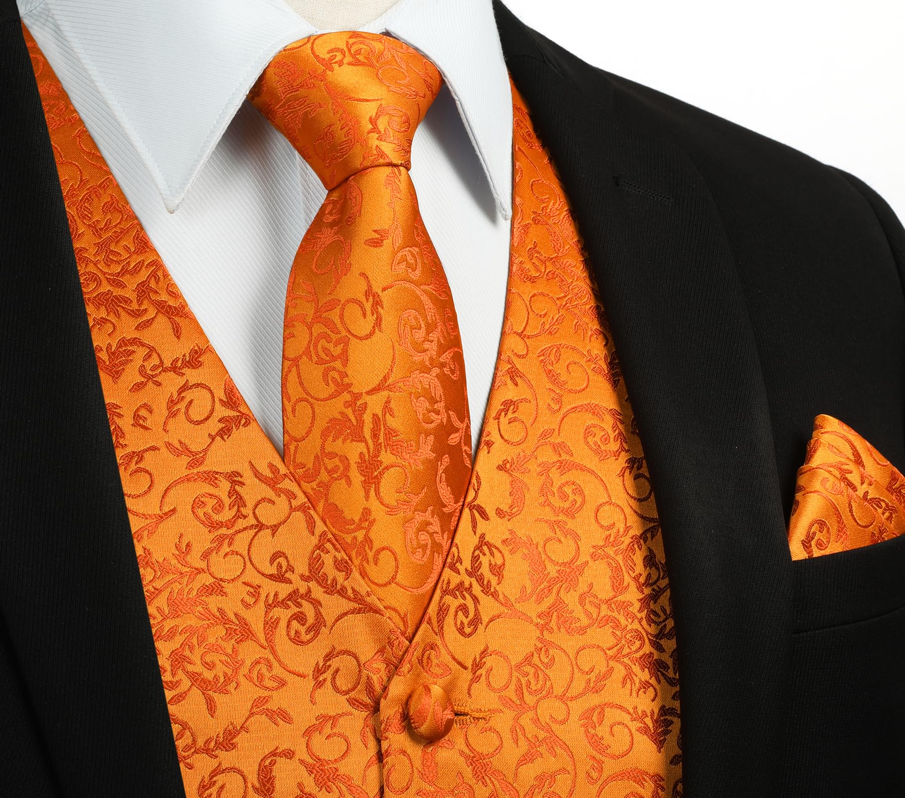 Gilet Homme plus Cravate & Pochette Orange-N F