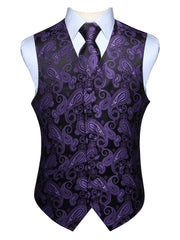 Gilet Homme plus Cravate & Pochette Violet Noir F