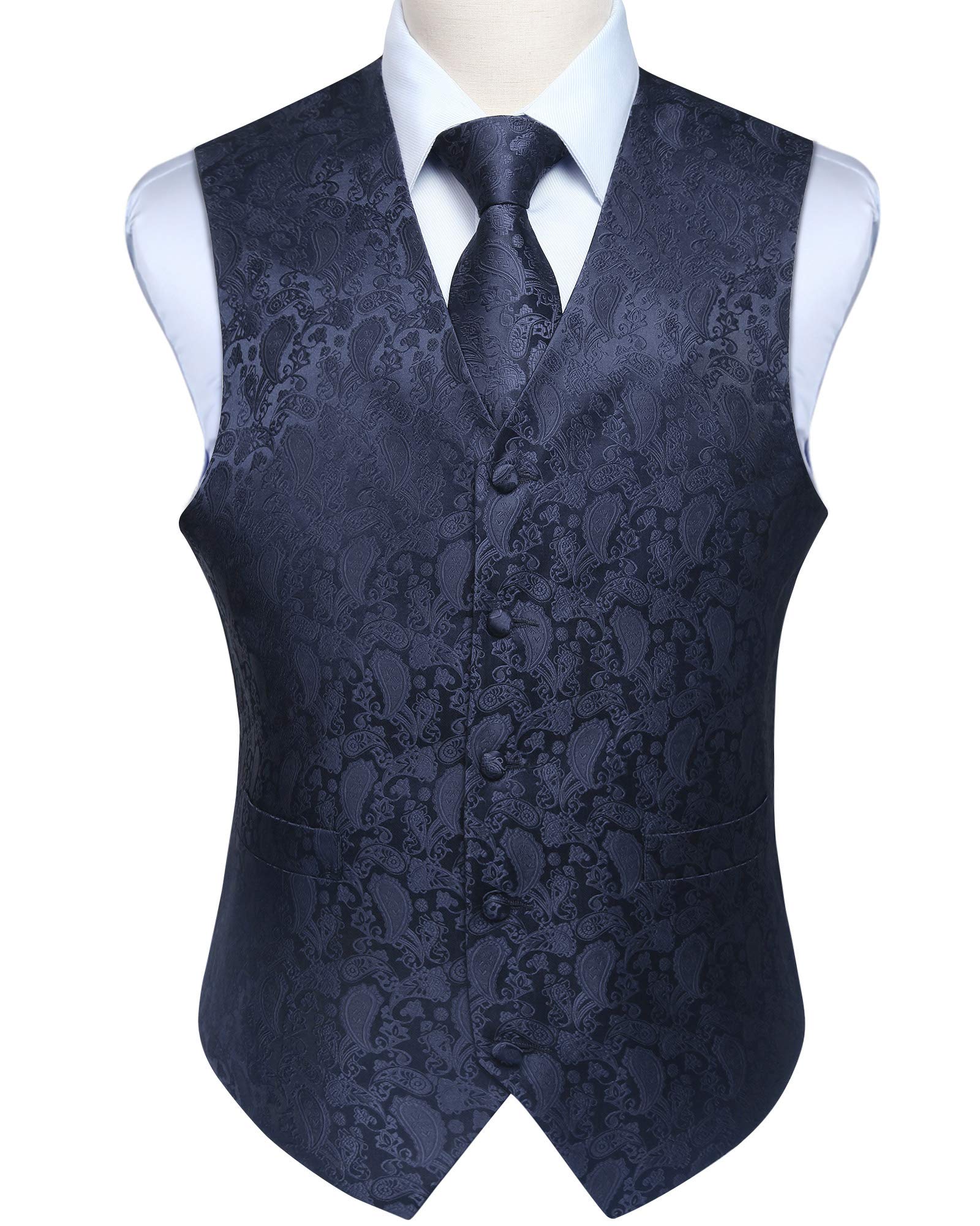 Gilet Homme plus Cravate & Pochette Bleu Marine-2 F