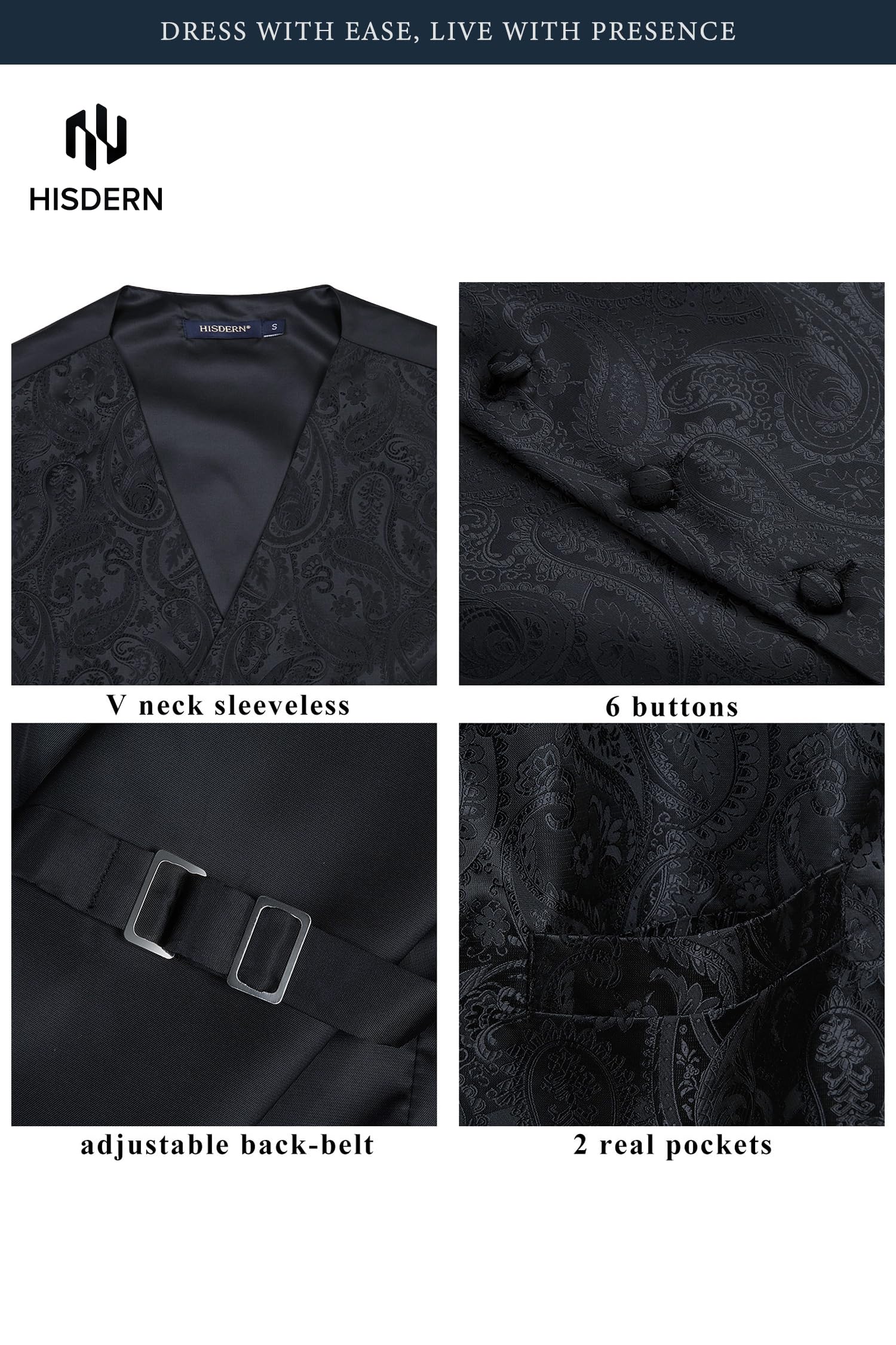 Gilet Homme plus Cravate & Pochette Noir F