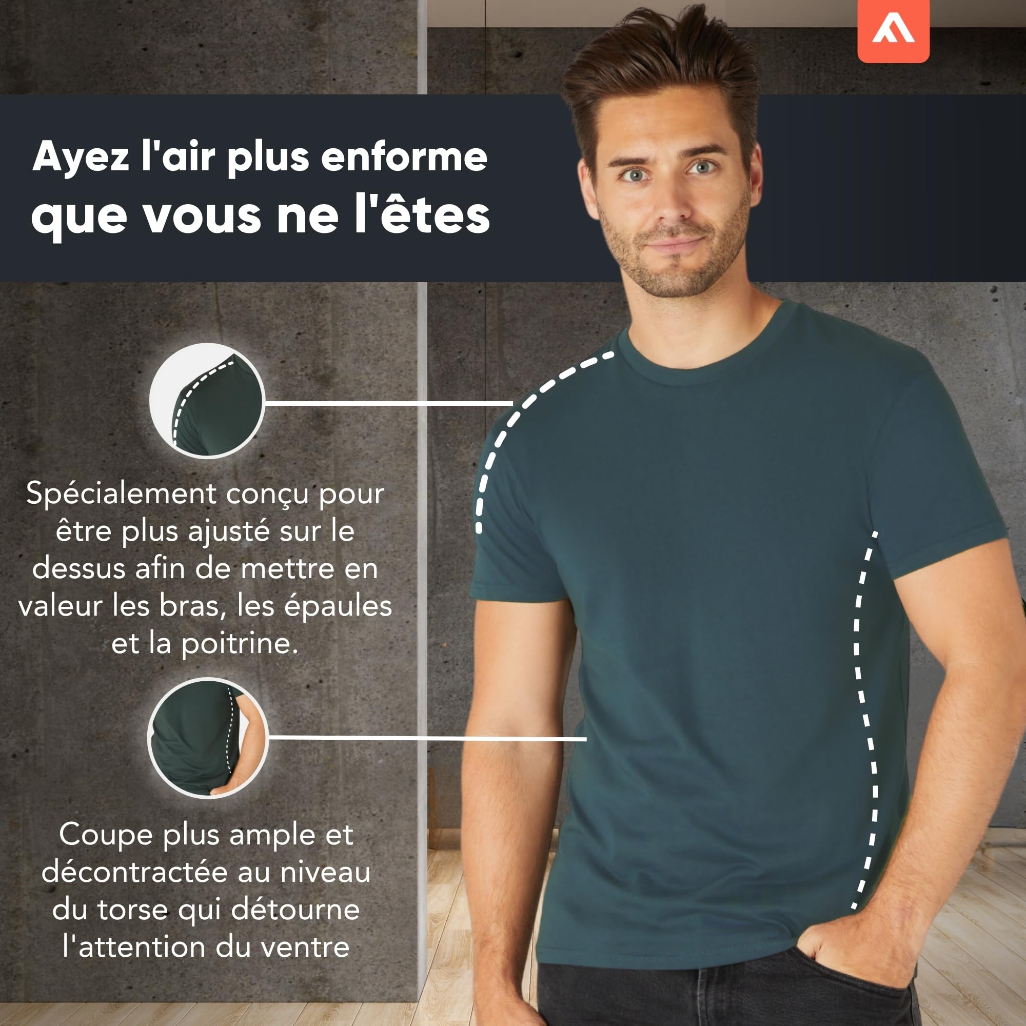 Lot de T-Shirts Homme FM London 5 unités Pierre Ardoise Mauve Bleu Vert G