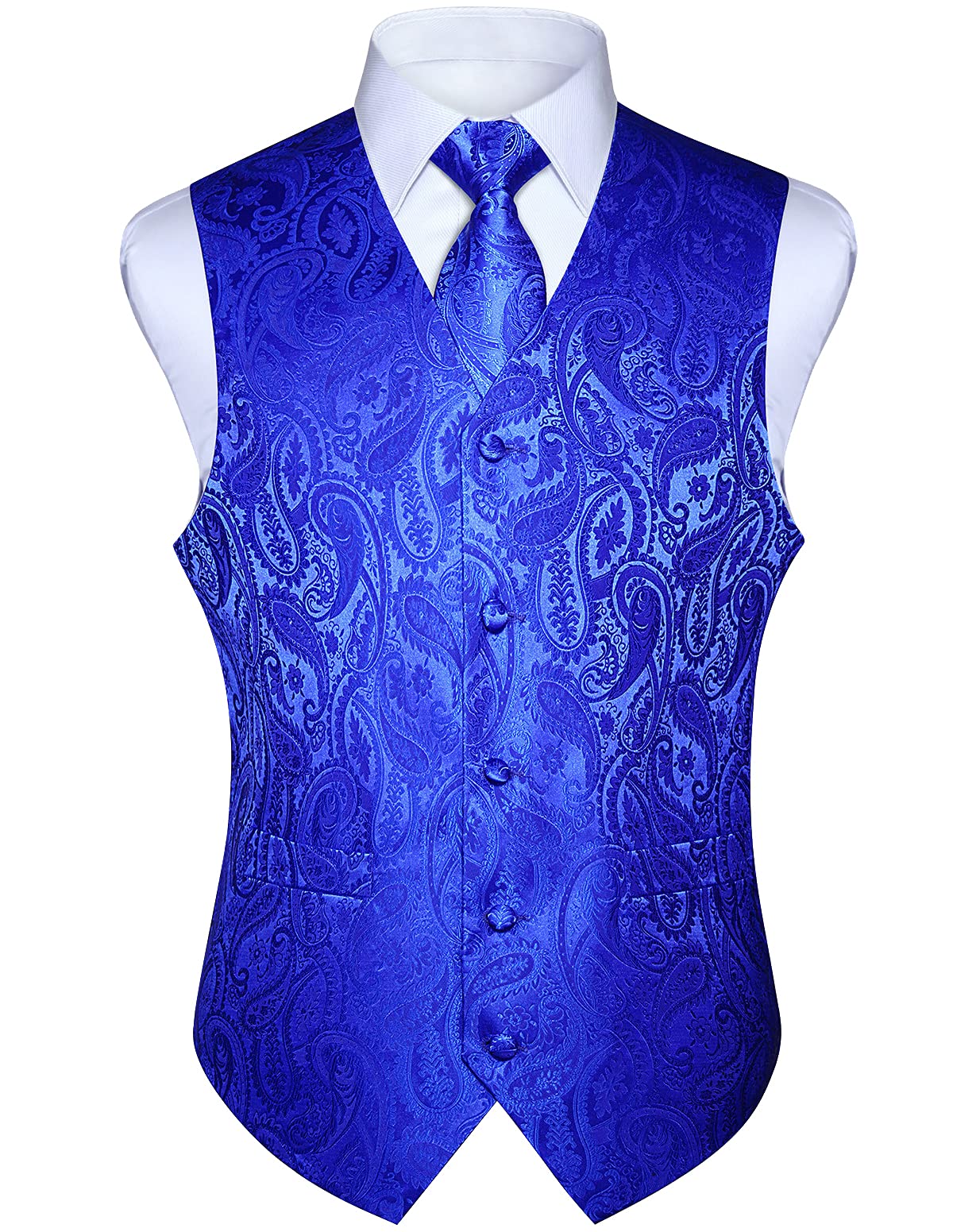 Gilet Homme plus Cravate & Pochette Bleu Royal F